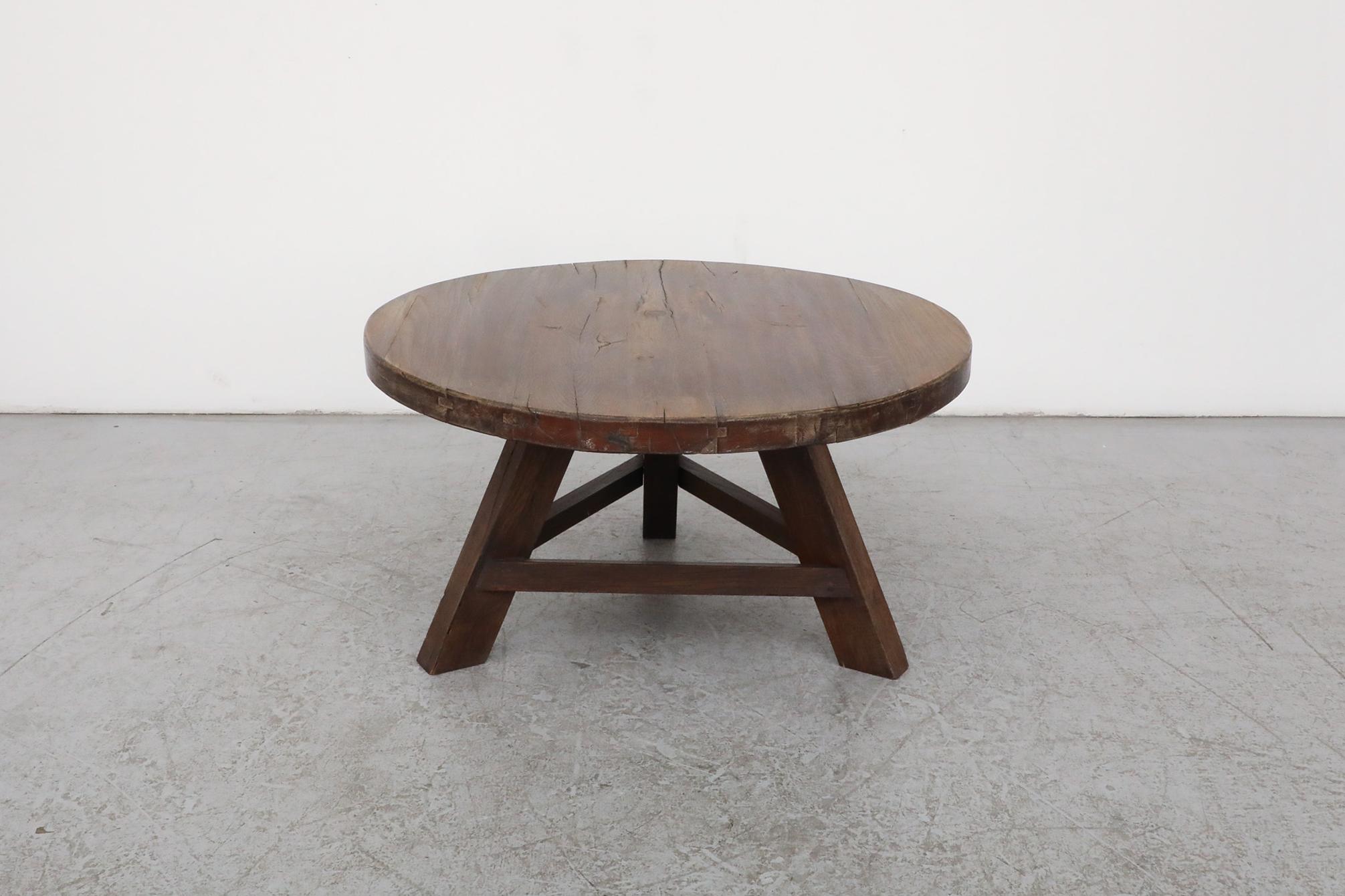 Dutch Stunning Brutalist Pierre Chapo inspired Oak Coffee Table