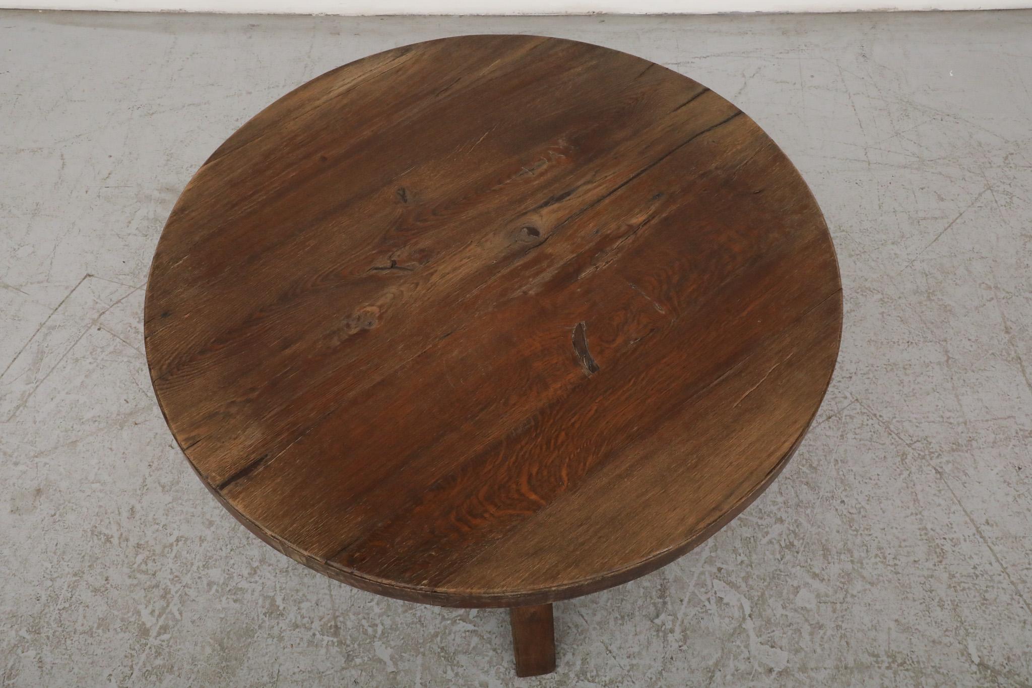 Stunning Brutalist Pierre Chapo inspired Oak Coffee Table In Good Condition In Los Angeles, CA