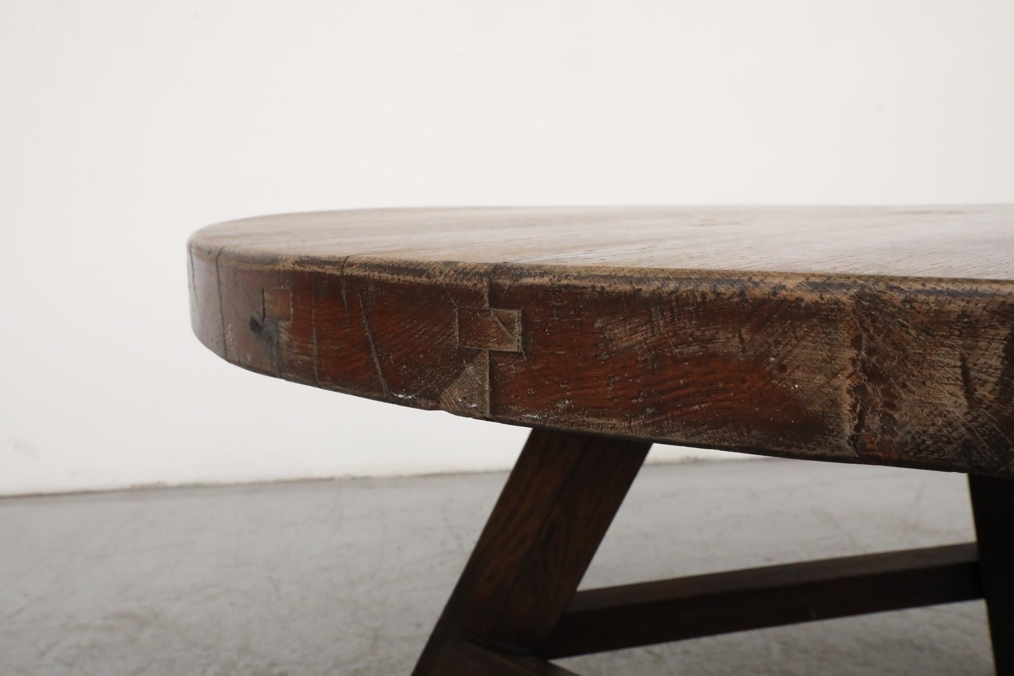 Stunning Brutalist Pierre Chapo inspired Oak Coffee Table 3