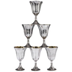 Stunning Buccellati Solid Silver Large Goblets in Original Case, circa 1980