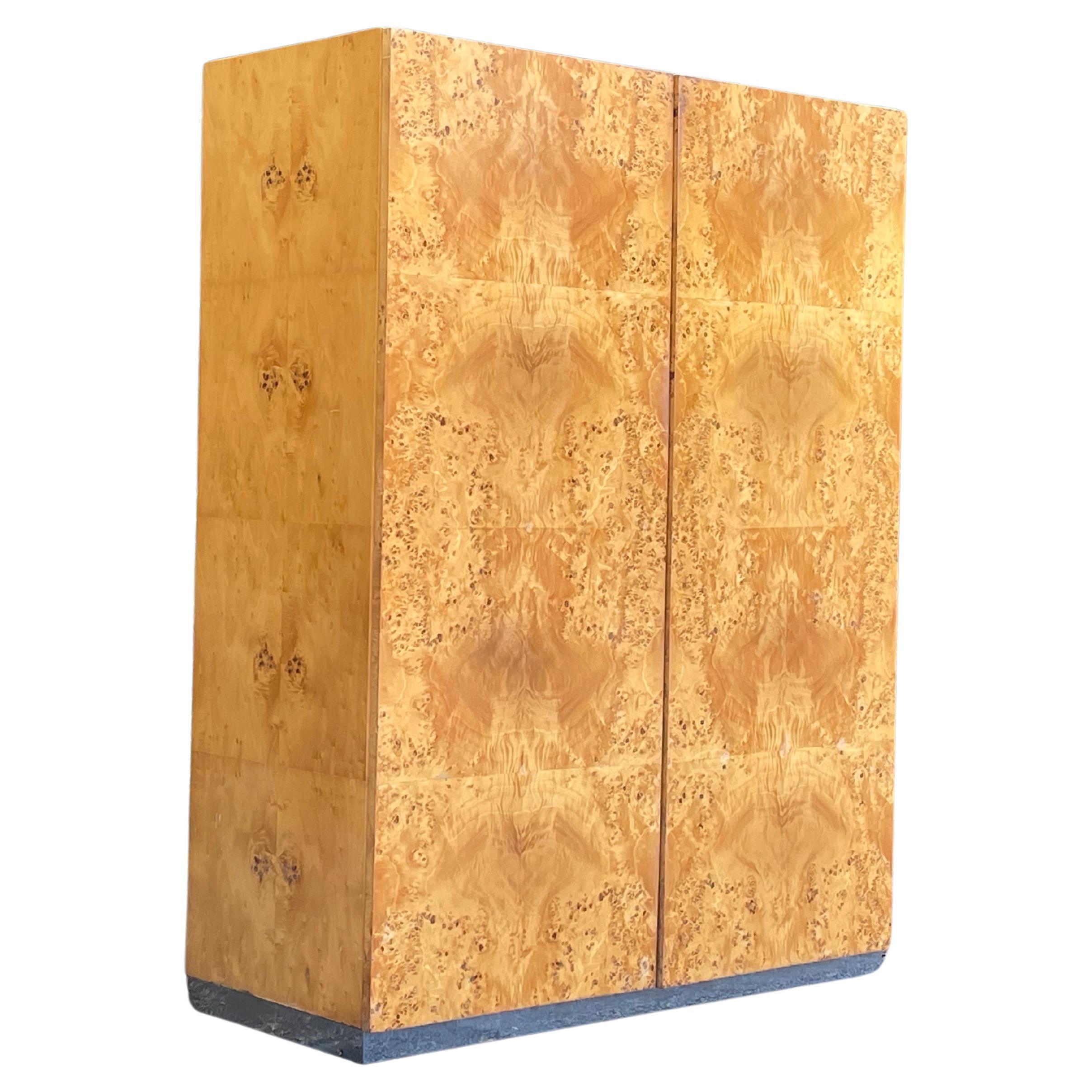 Stunning Burl Wood Armoire Wardrobe by Arthur Umanoff for Dillingham, 1970s For Sale