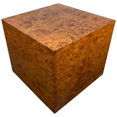 Stunning Burl Wood Cube Table / Pedestal by Milo Baughman