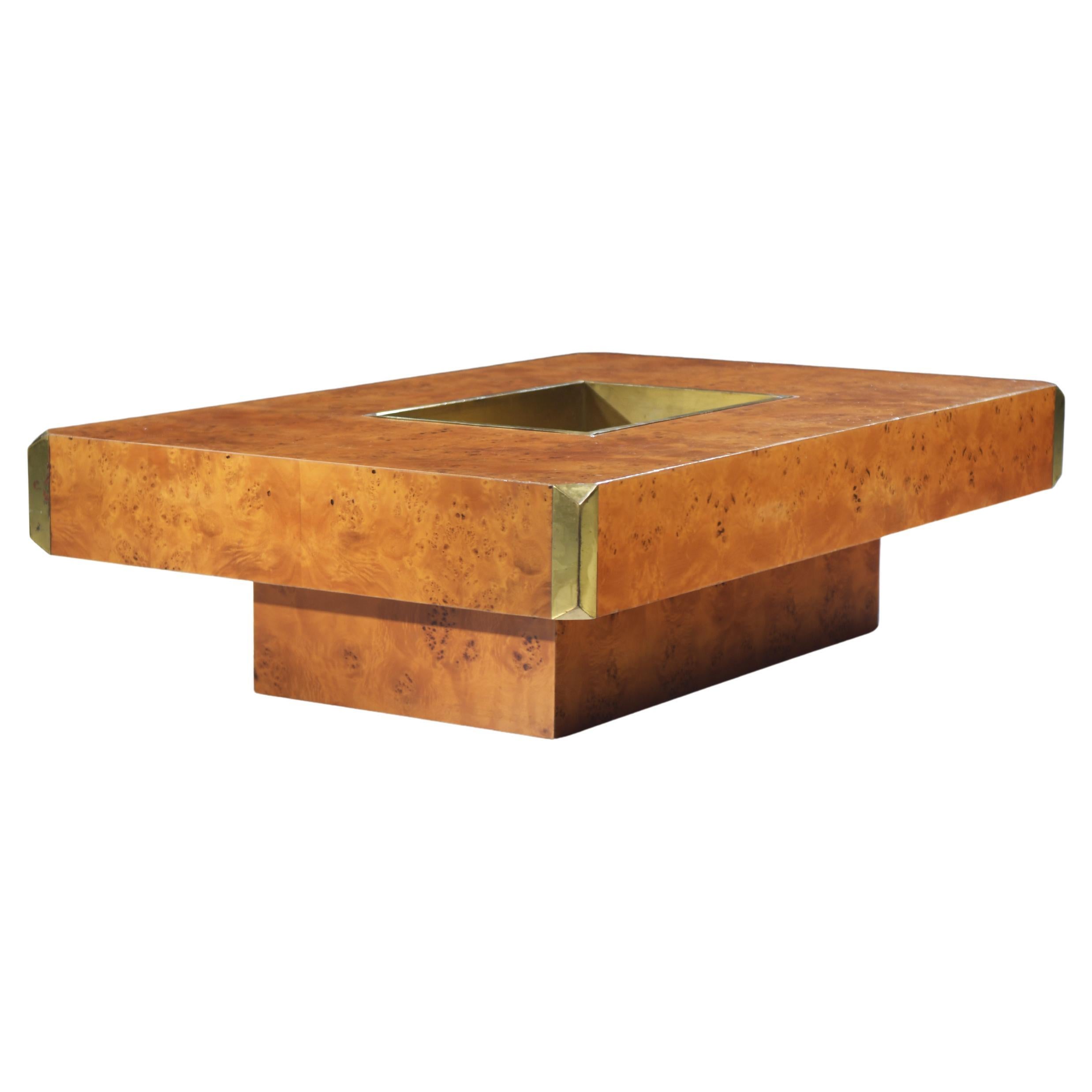 Stunning burlwood Alveo Coffee Table - Attr. to Willy Rizzo - Mario Sabot Italy For Sale