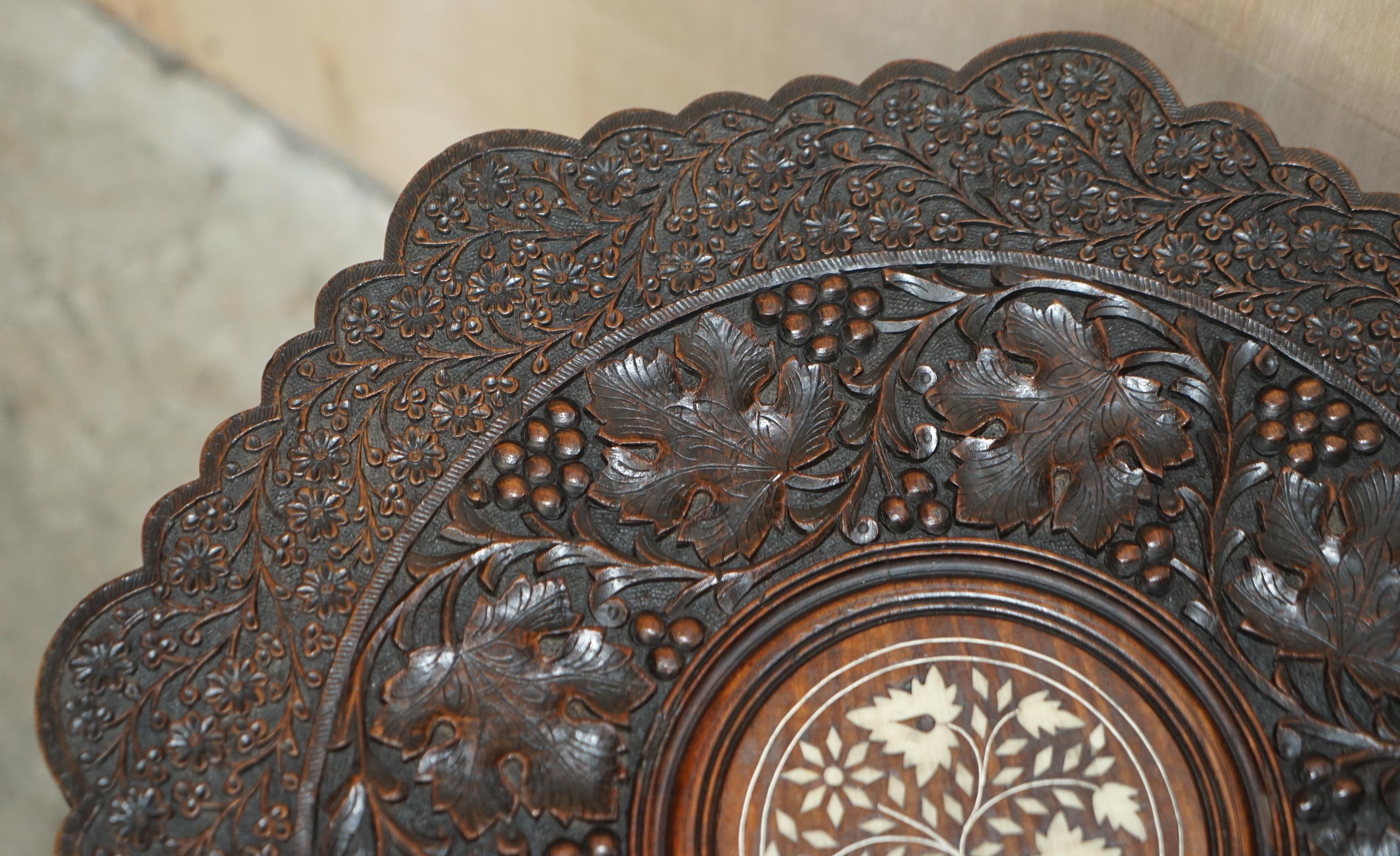 Stunning Burmese Folding Hardwood Antique Octagonal Side End Lamp Wine Table 8