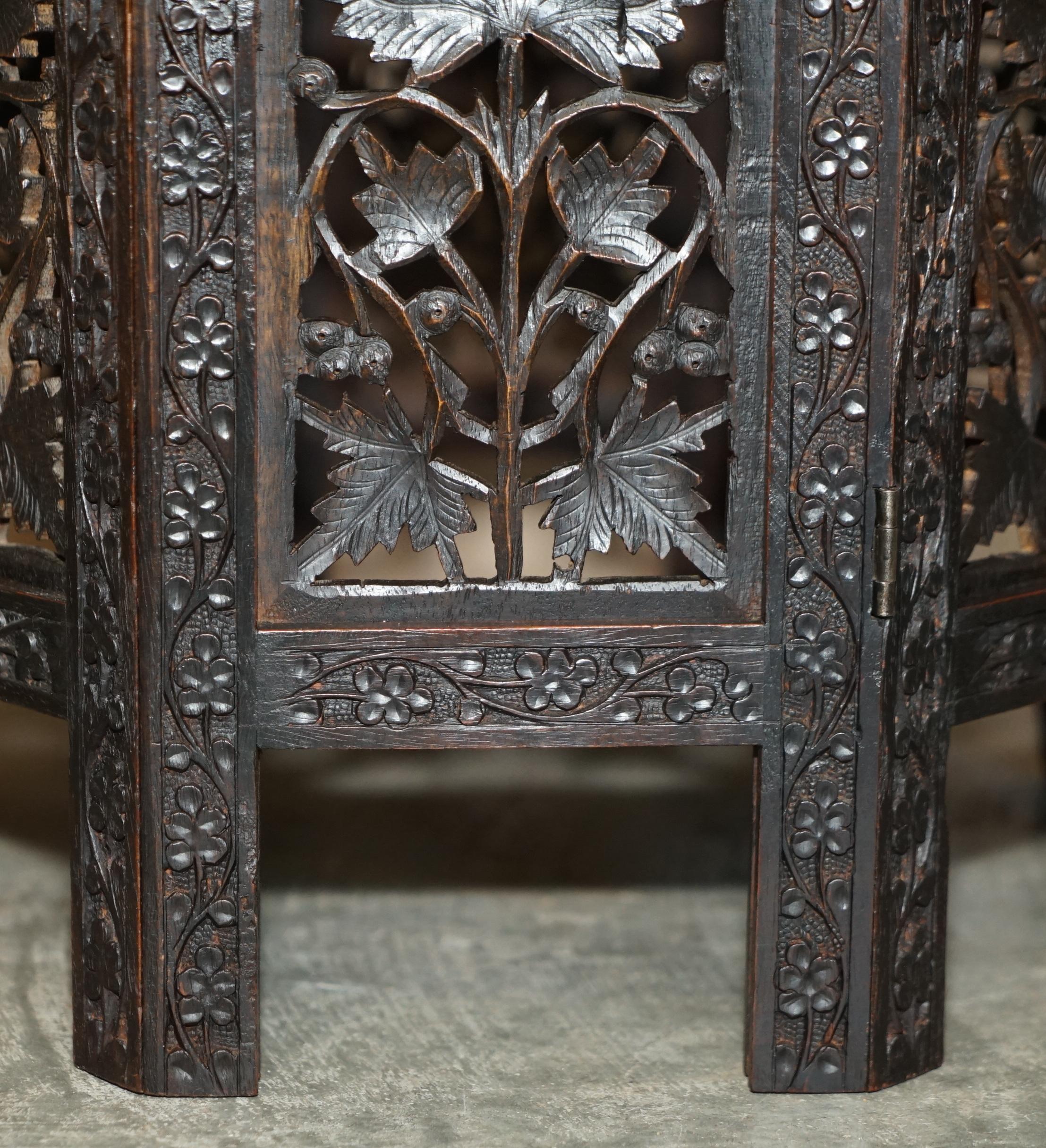 Stunning Burmese Folding Hardwood Antique Octagonal Side End Lamp Wine Table 2