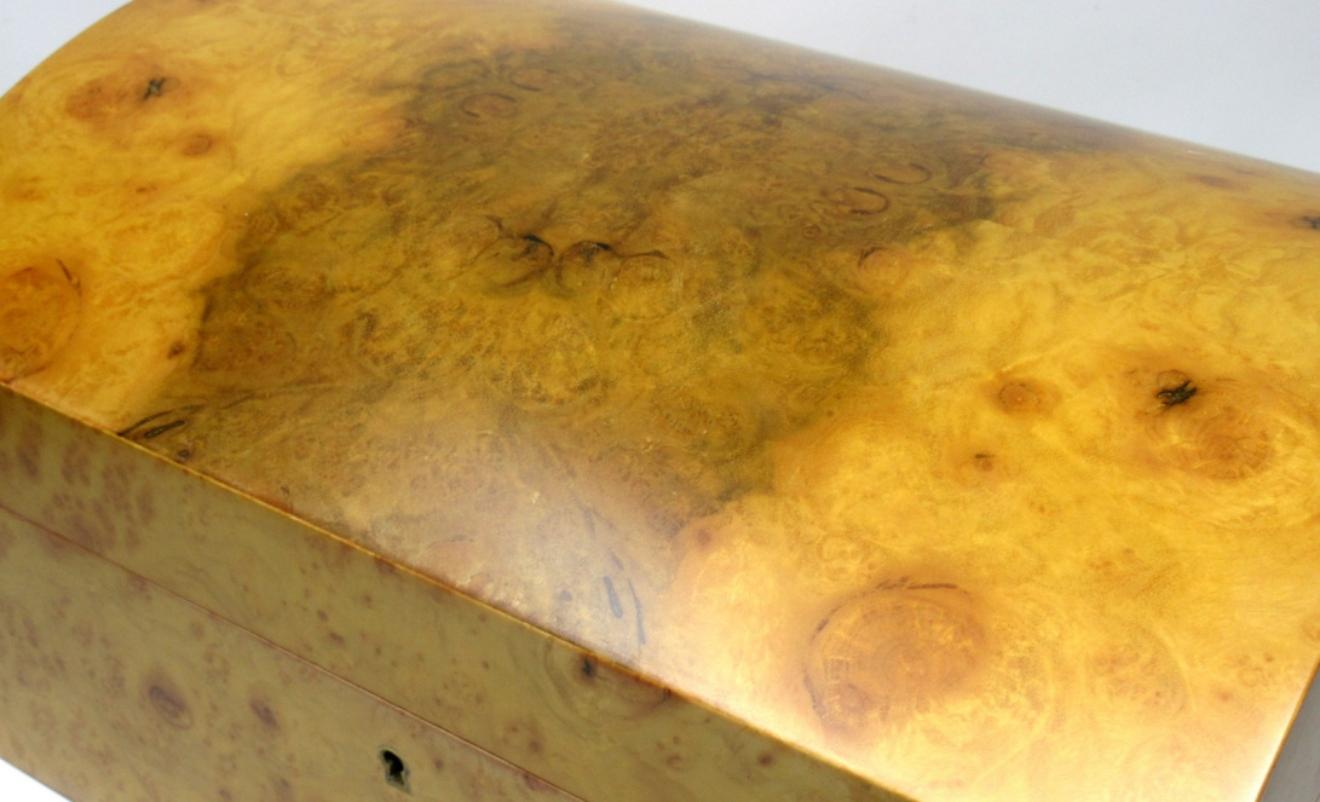 Mahogany Stunning Burr Burl Walnut Wood Jewellery Box Casket Manning of Ireland Irish New