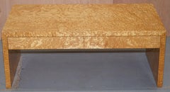 Stunning Burr Satinwood Two-Drawer Coffee Table Stunning Patina Part of a Suite