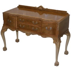 Stunning Burr Walnut Art Deco Sideboard Lion Hairy Paw Feet Cabriolet Legs