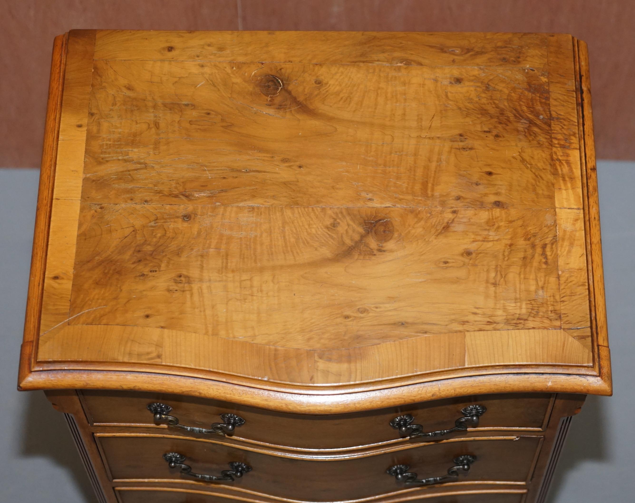 Georgian Stunning Burr Walnut Chest of Drawers or Lovely Lamp End Wine Bedside Table