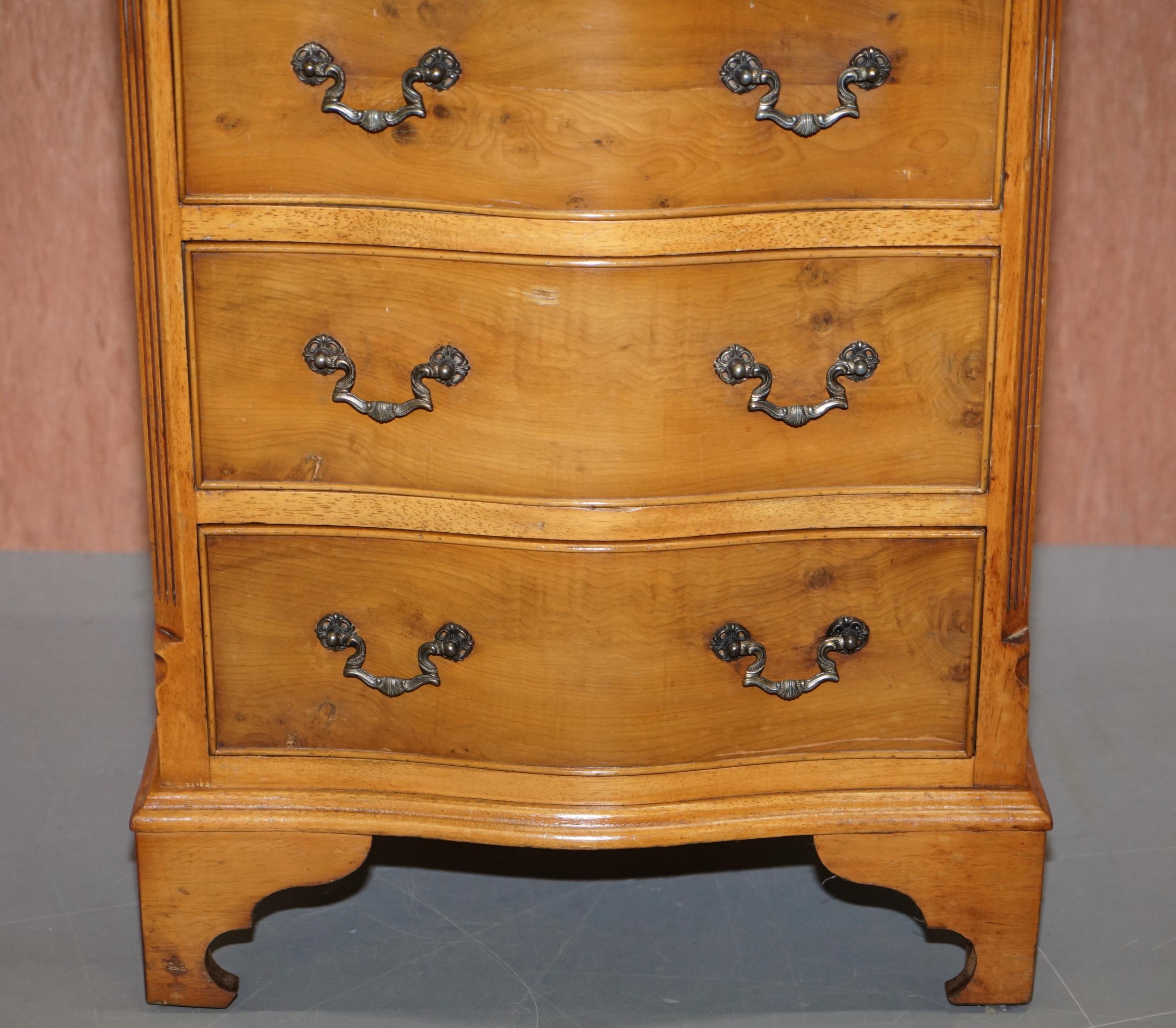 Hand-Crafted Stunning Burr Walnut Chest of Drawers or Lovely Lamp End Wine Bedside Table