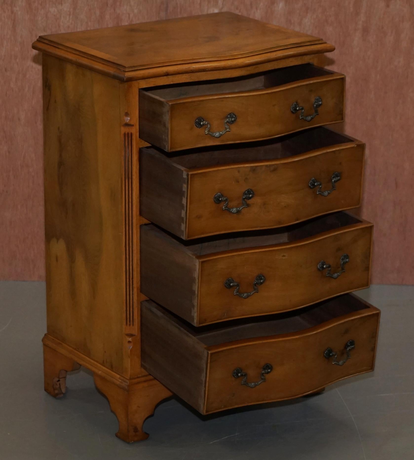 Stunning Burr Walnut Chest of Drawers or Lovely Lamp End Wine Bedside Table 3
