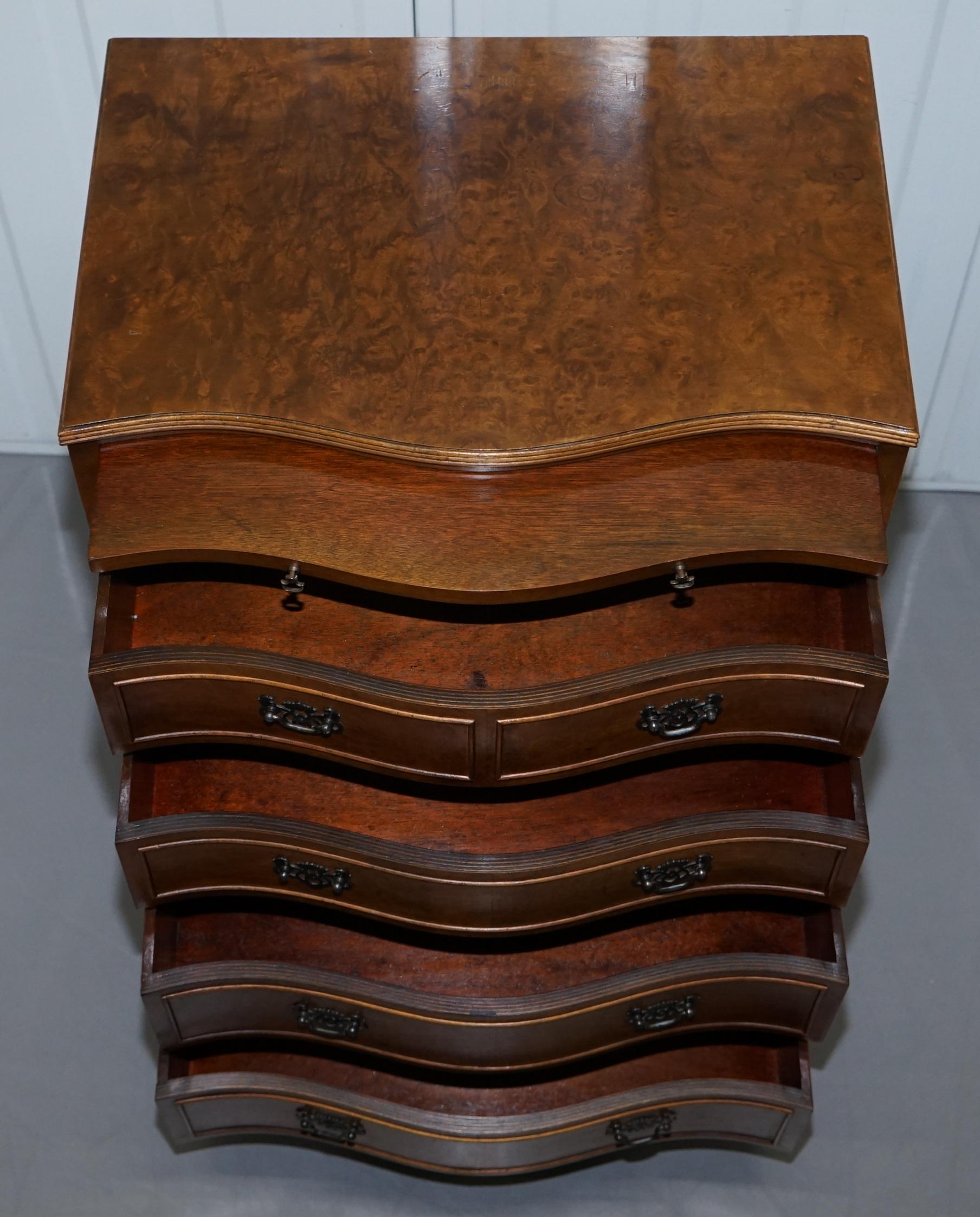 Stunning Burr Walnut Chest of Drawers with Butlers Serving Tray Large Side Table 7
