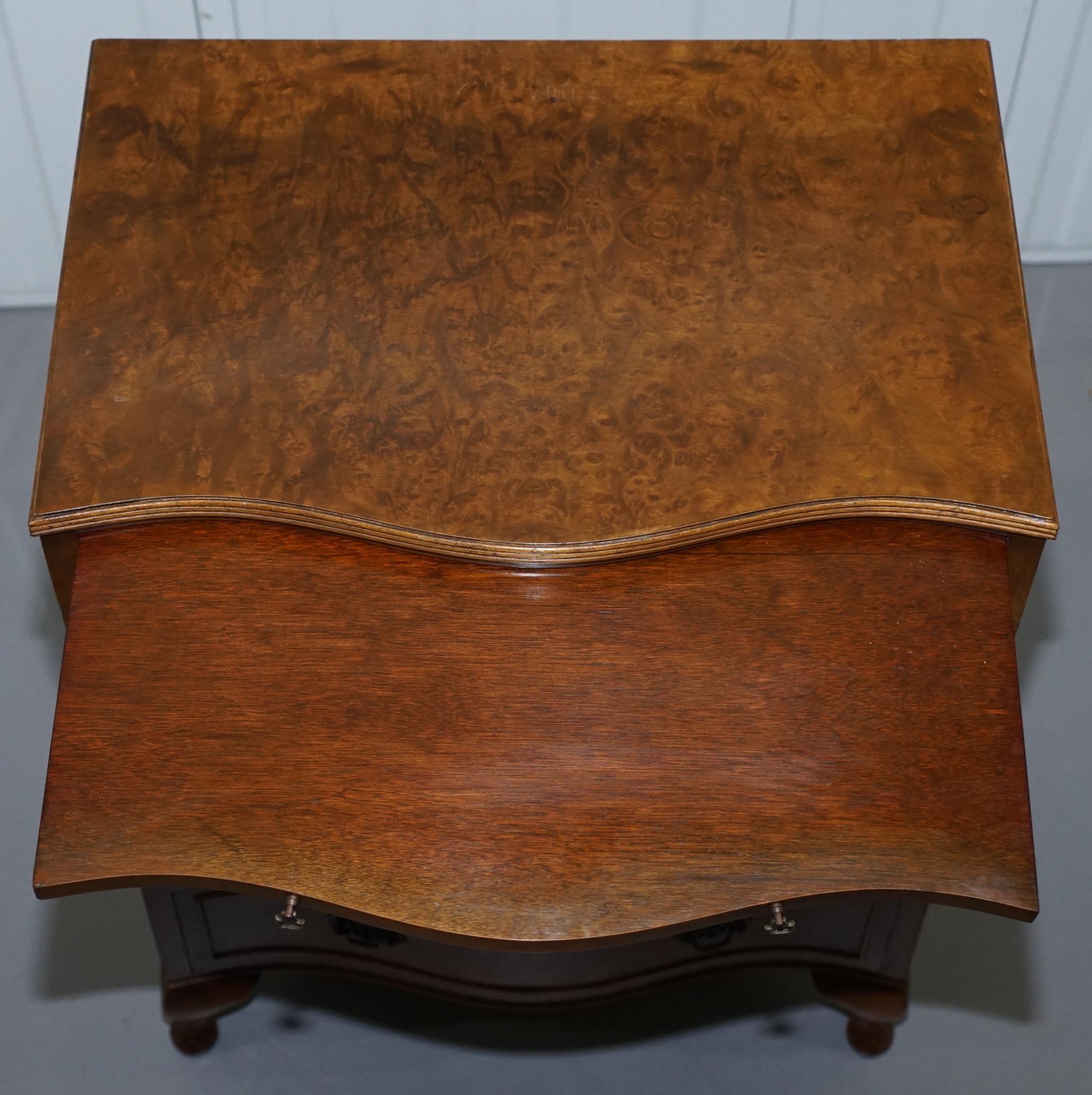 Stunning Burr Walnut Chest of Drawers with Butlers Serving Tray Large Side Table 9