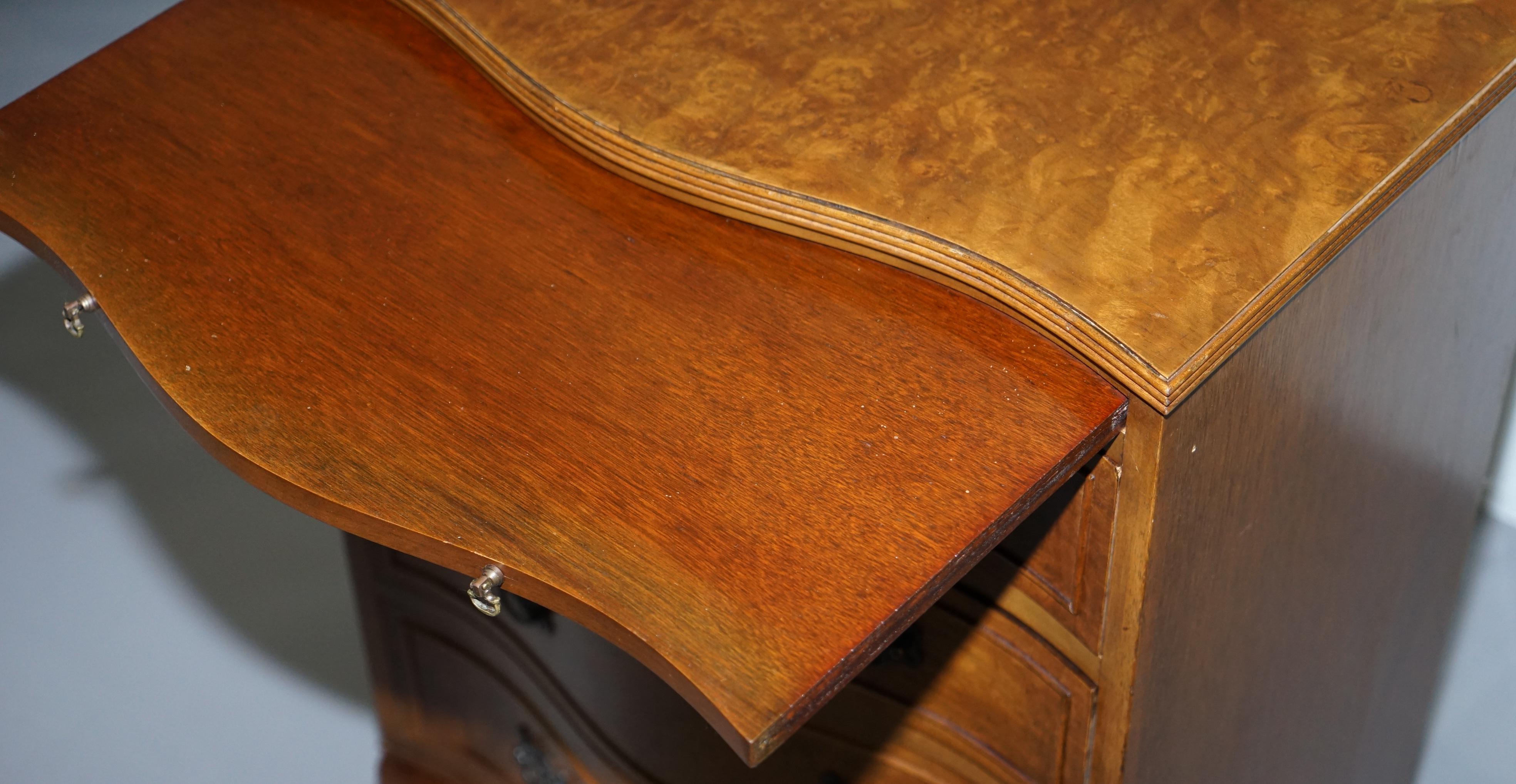 Stunning Burr Walnut Chest of Drawers with Butlers Serving Tray Large Side Table 10