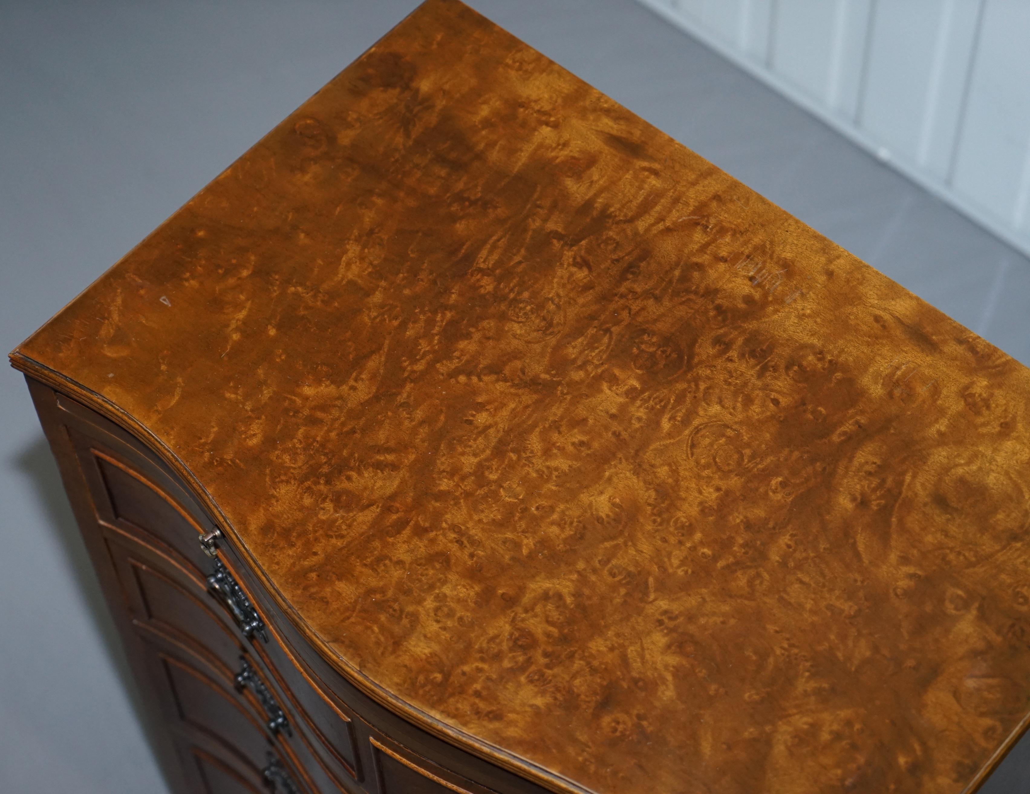 Hand-Crafted Stunning Burr Walnut Chest of Drawers with Butlers Serving Tray Large Side Table