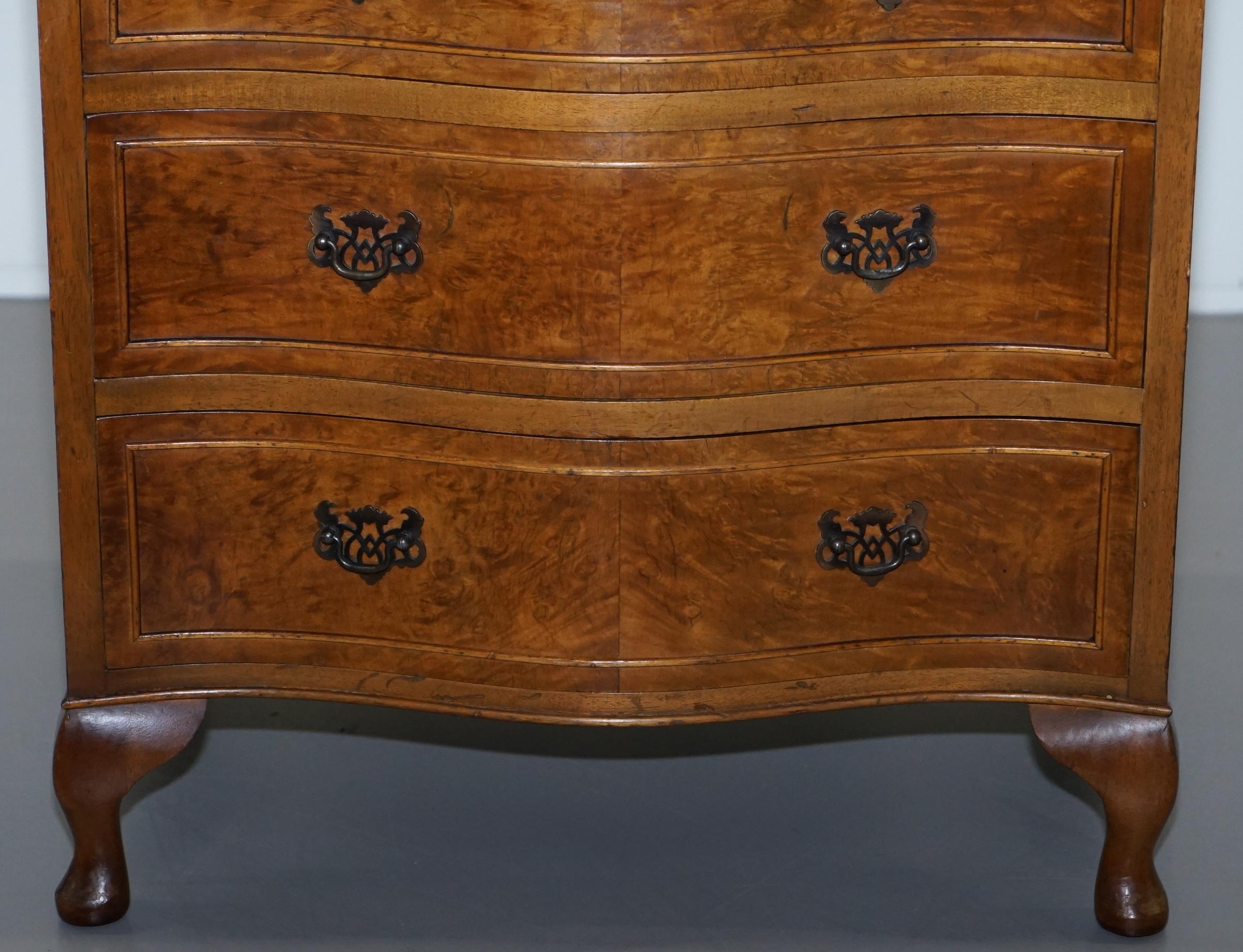 Burl Stunning Burr Walnut Chest of Drawers with Butlers Serving Tray Large Side Table