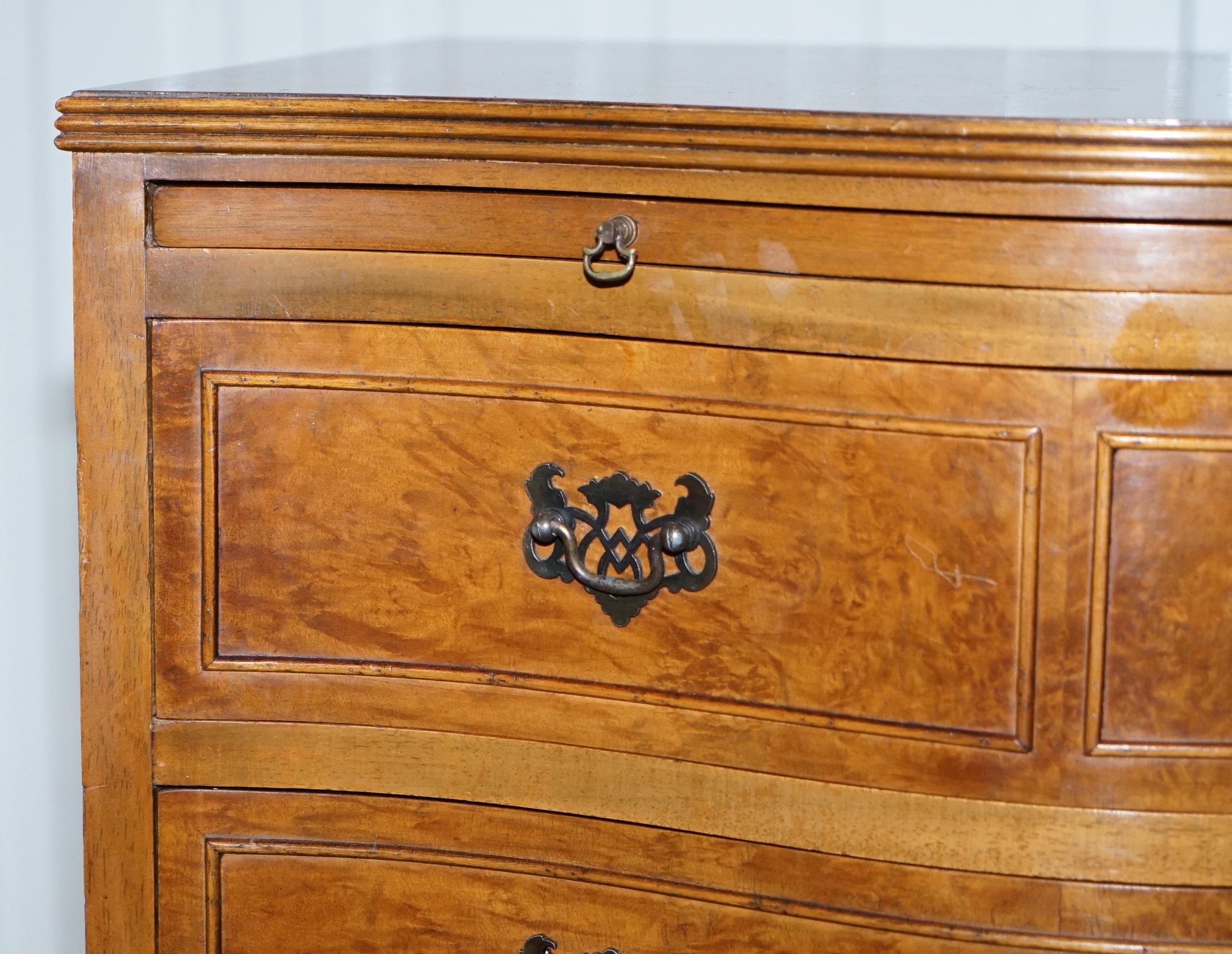 Stunning Burr Walnut Chest of Drawers with Butlers Serving Tray Large Side Table 1