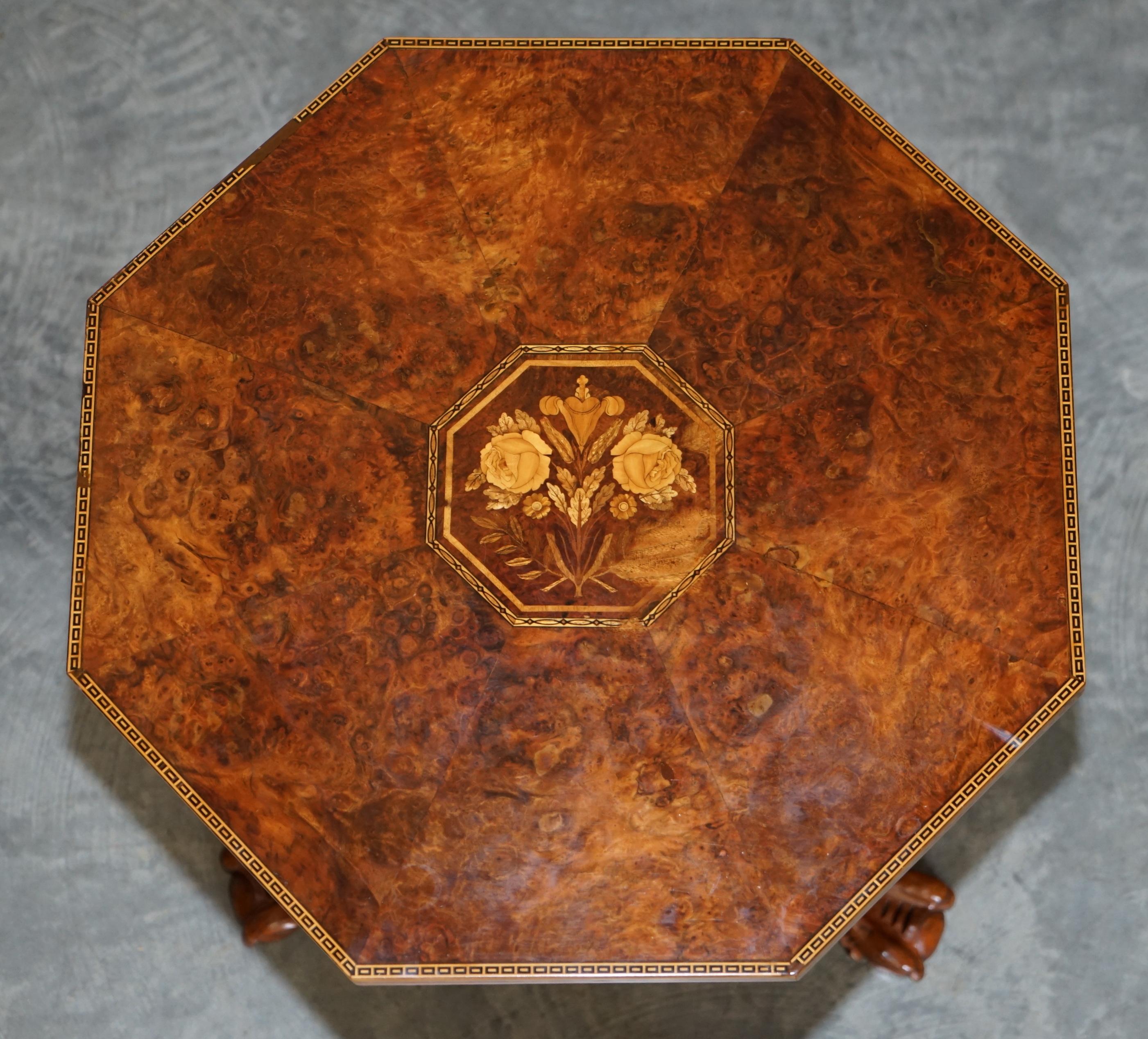 Stunning Burr Walnut Early 19th Century Birdcage Table Top on Later Claw & Ball For Sale 5