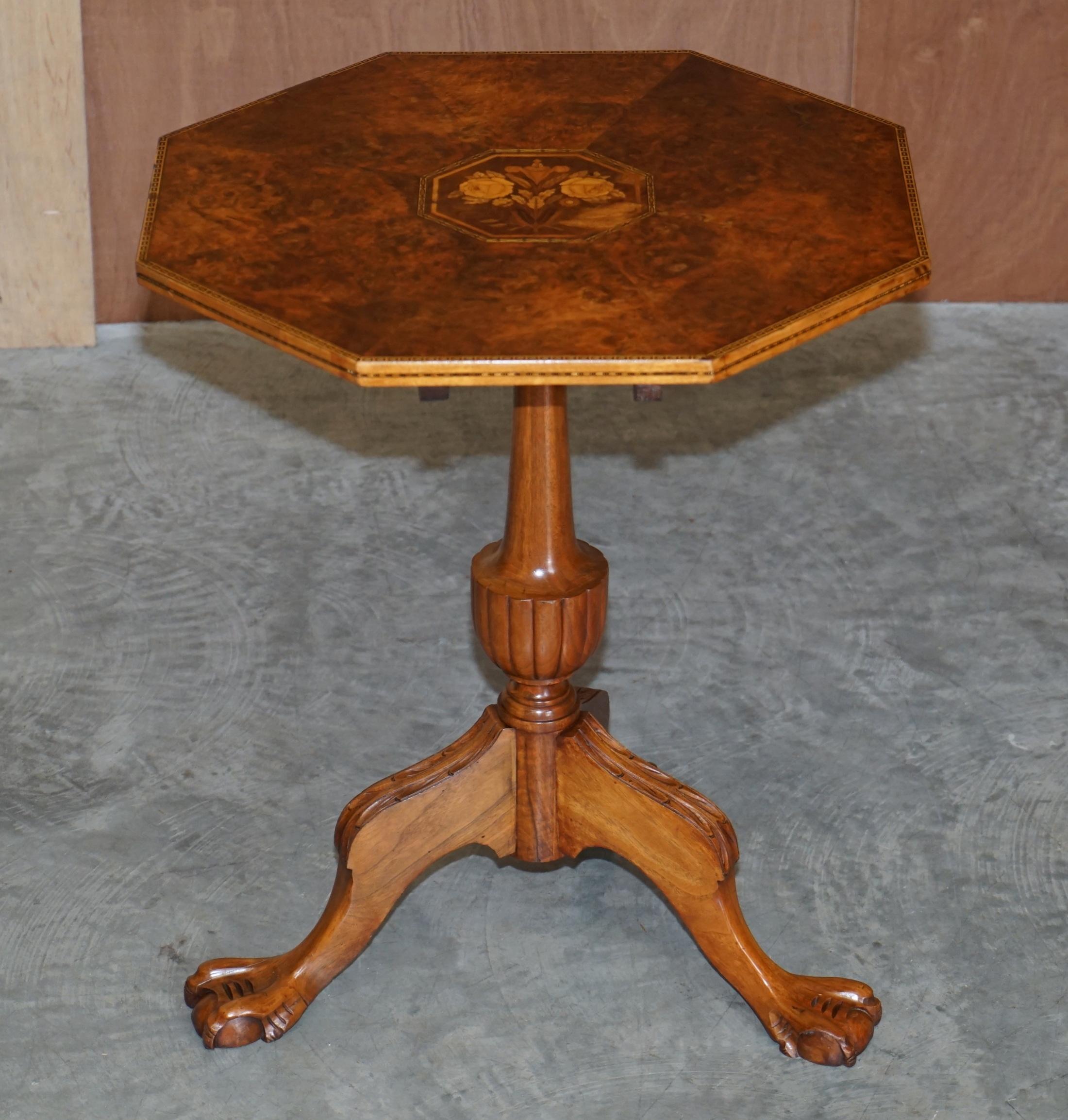 We are delighted to offer for sale this lovely early 19th century burr walnut occasional table top with birdcage mount on a later claw & ball tripod base

A very good looking and decorative tripod table. It’s very early 19th century, the timber