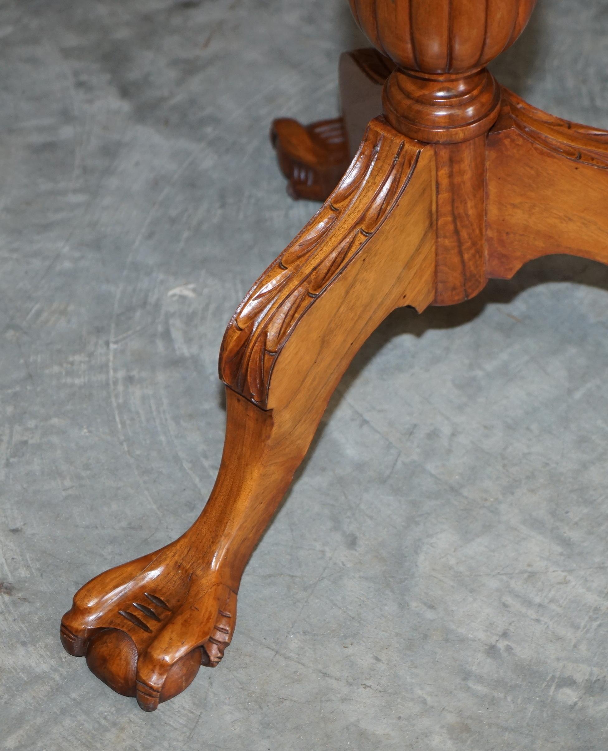 English Stunning Burr Walnut Early 19th Century Birdcage Table Top on Later Claw & Ball For Sale