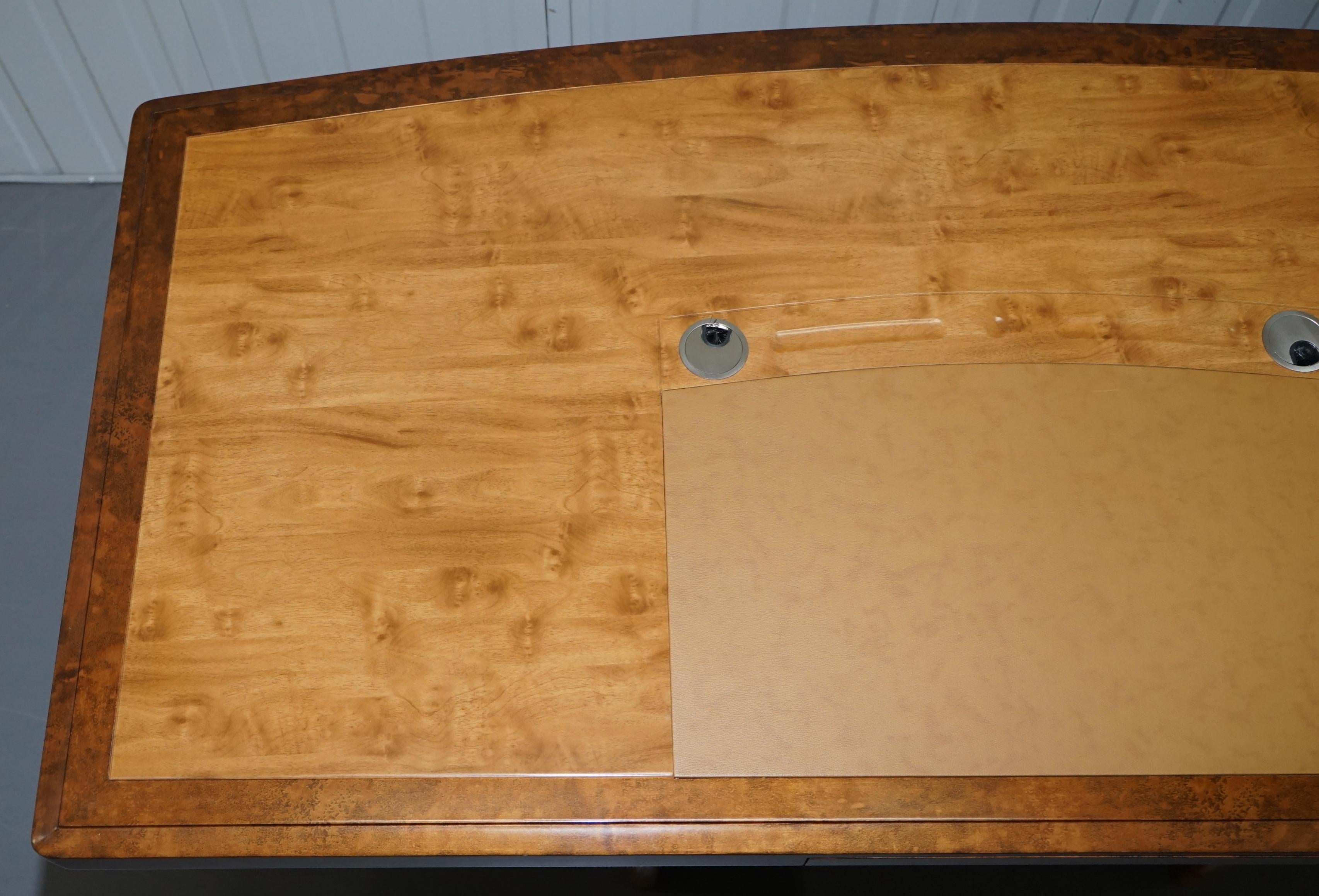 Hand-Crafted Stunning Burr Walnut Managing Directors Chairman's Desk Part of Large Suite