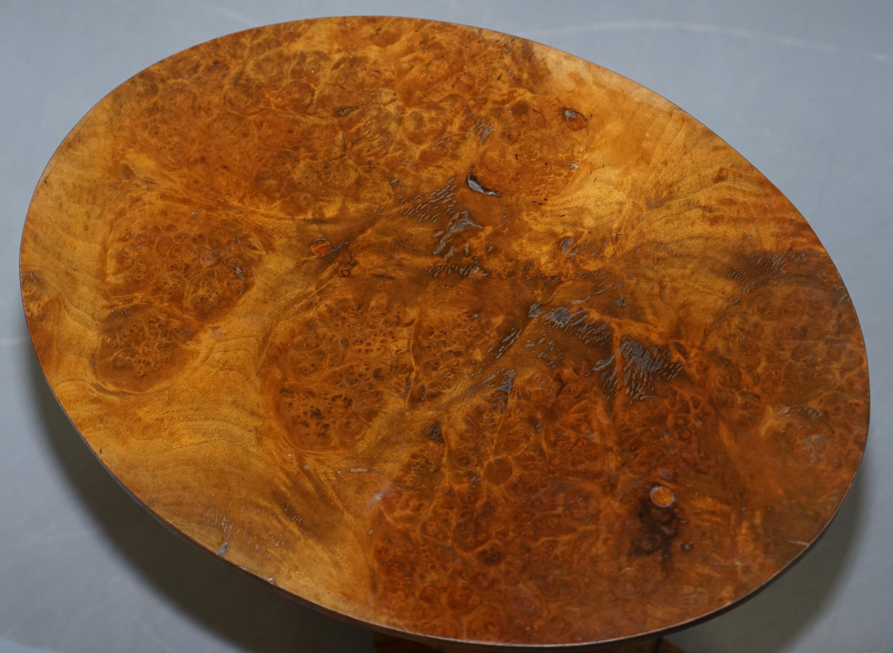 Hand-Crafted Stunning Burr Walnut Oval Side End Lamp Wine Table Very Decorative Timber Patina