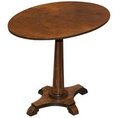 Stunning Burr Walnut Oval Side End Lamp Wine Table Very Decorative Timber Patina