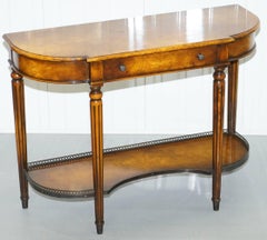 Stunning Burr Walnut Theodore Alexander Console Table with Single Drawers