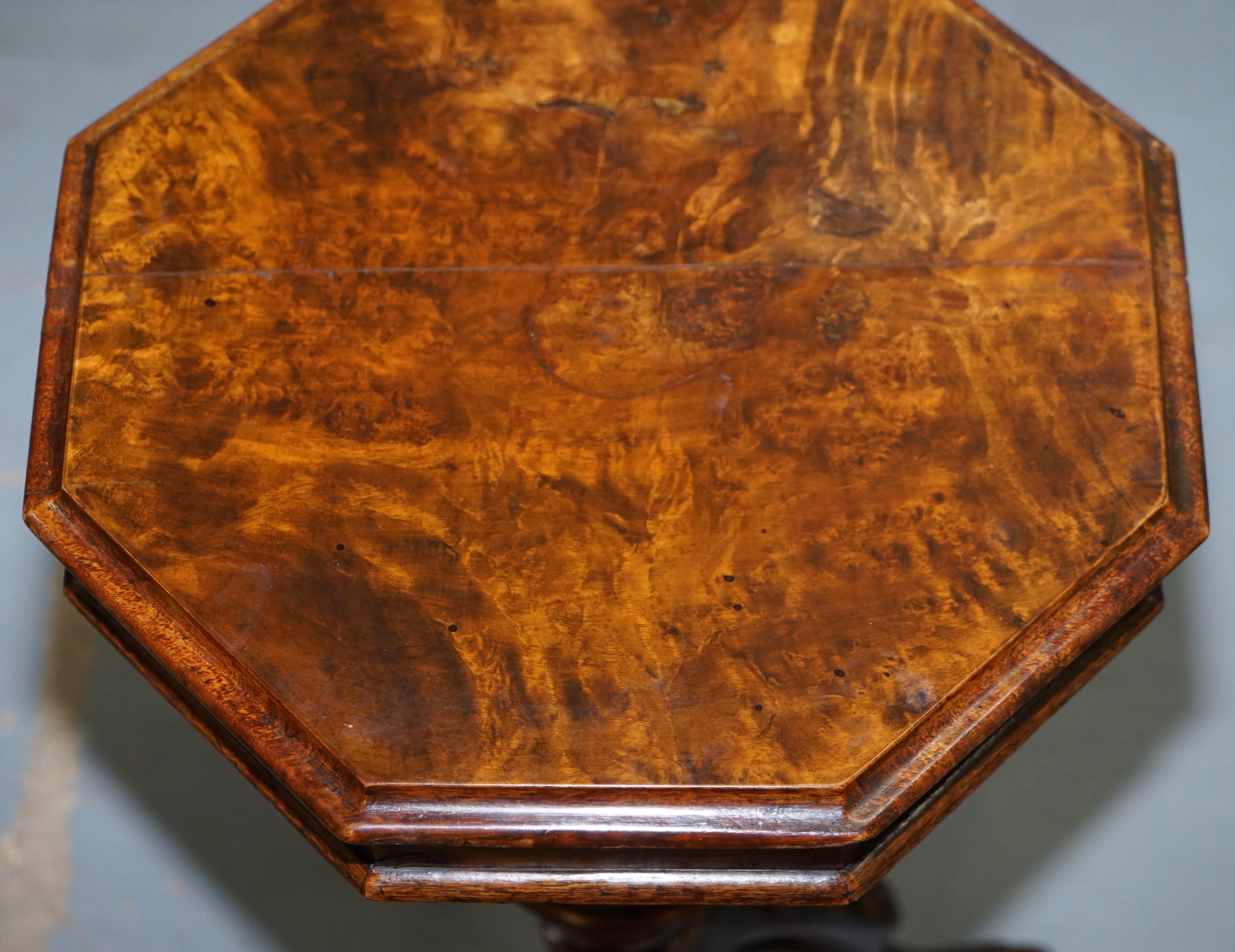 Hand-Crafted Stunning Burr Walnut Victorian Sewing or Work Box Great as Side Lamp End Table