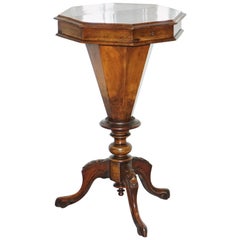 Stunning Burr Walnut Victorian Sewing or Work Box Great as Side Lamp End Table