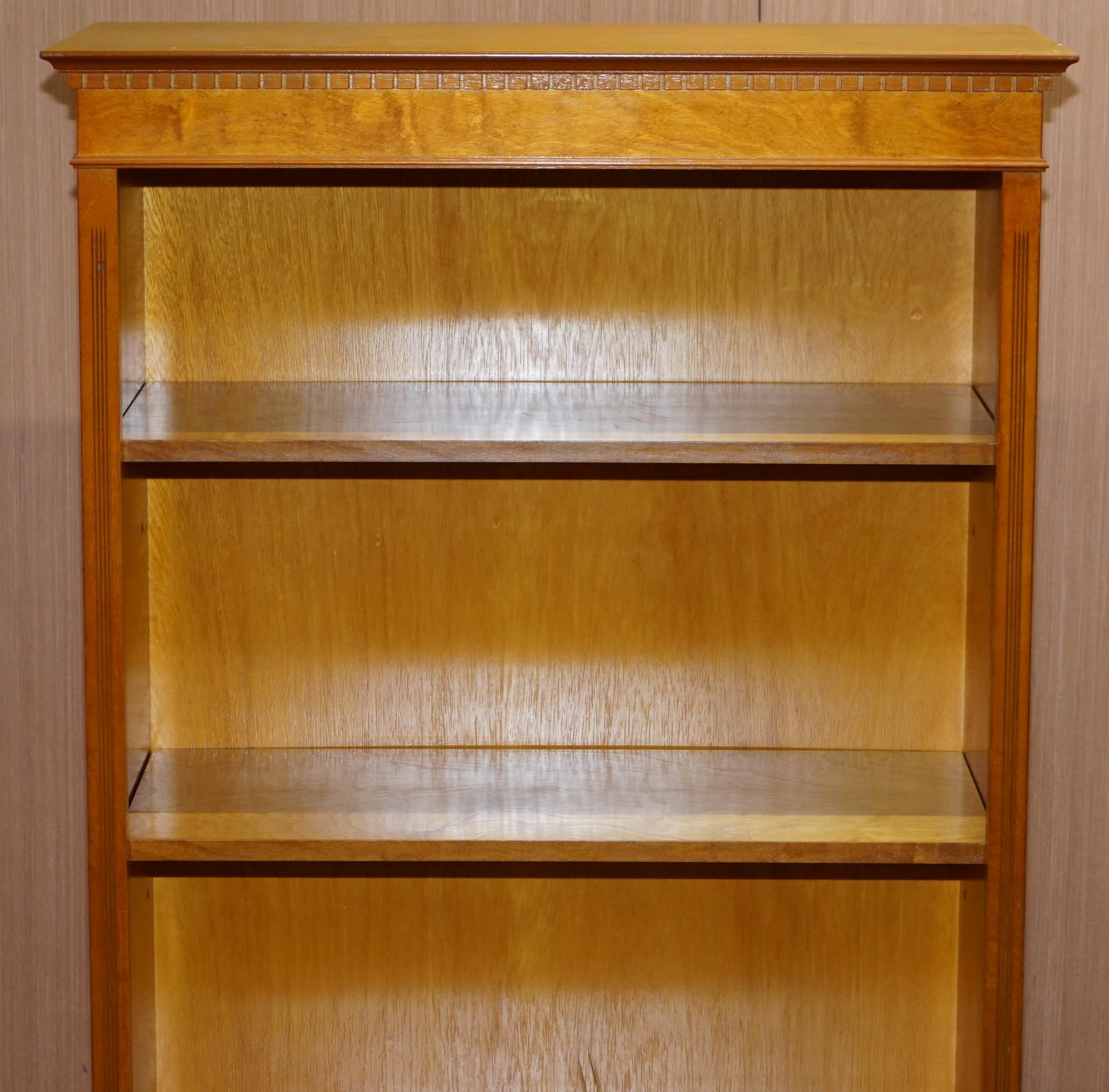 Modern Stunning Burr Yew Wood Library Legal Bookcase with Height Adjustable Shelves
