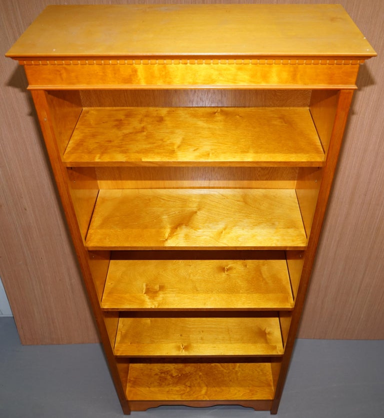 Stunning Burr Yew Wood Library Legal Bookcase with Height Adjustable