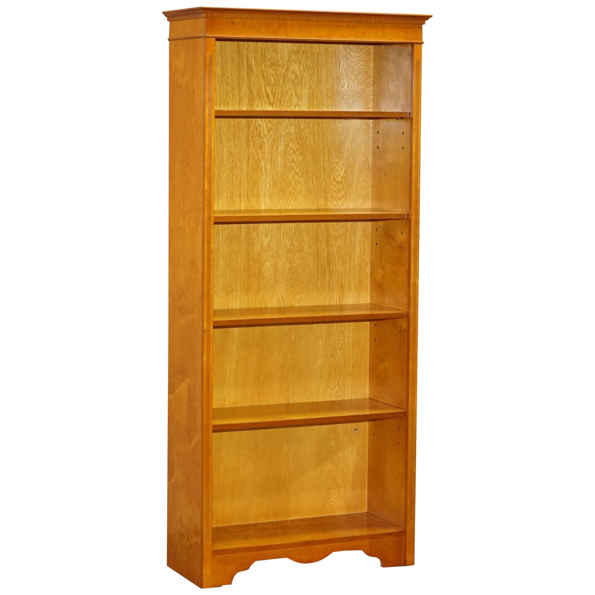 Stunning Burr Yew Wood Library Legal Bookcase with Height Adjustable Shelves