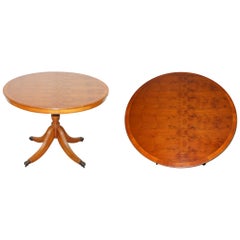 Stunning Burr Yew Wood Round Tilt-Top Dining or Occasional Centre Table Patina