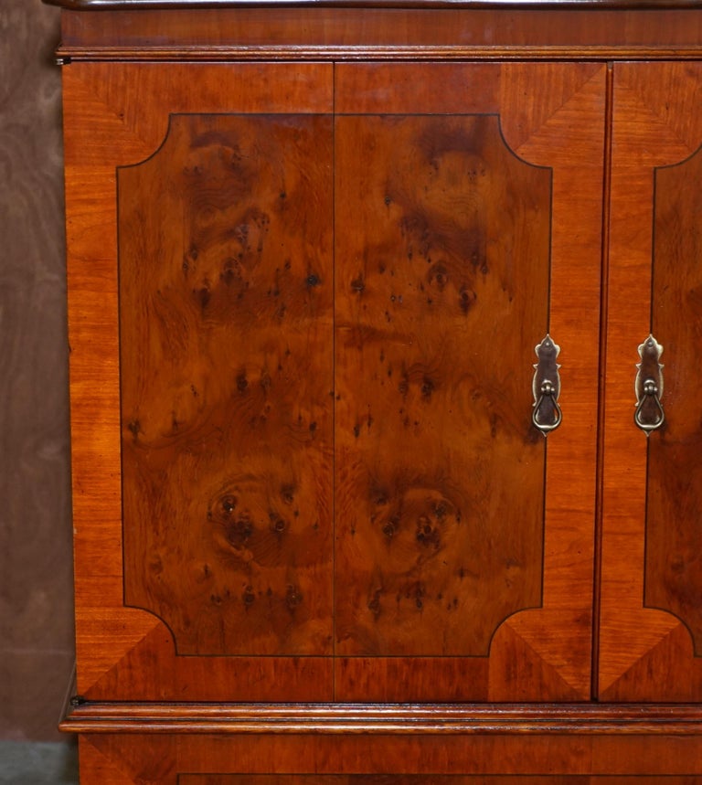Art Deco Stunning Burr Yew Wood TV Media Cupboard Designed to House Television & Boxes For Sale