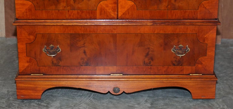Hand-Crafted Stunning Burr Yew Wood TV Media Cupboard Designed to House Television & Boxes For Sale