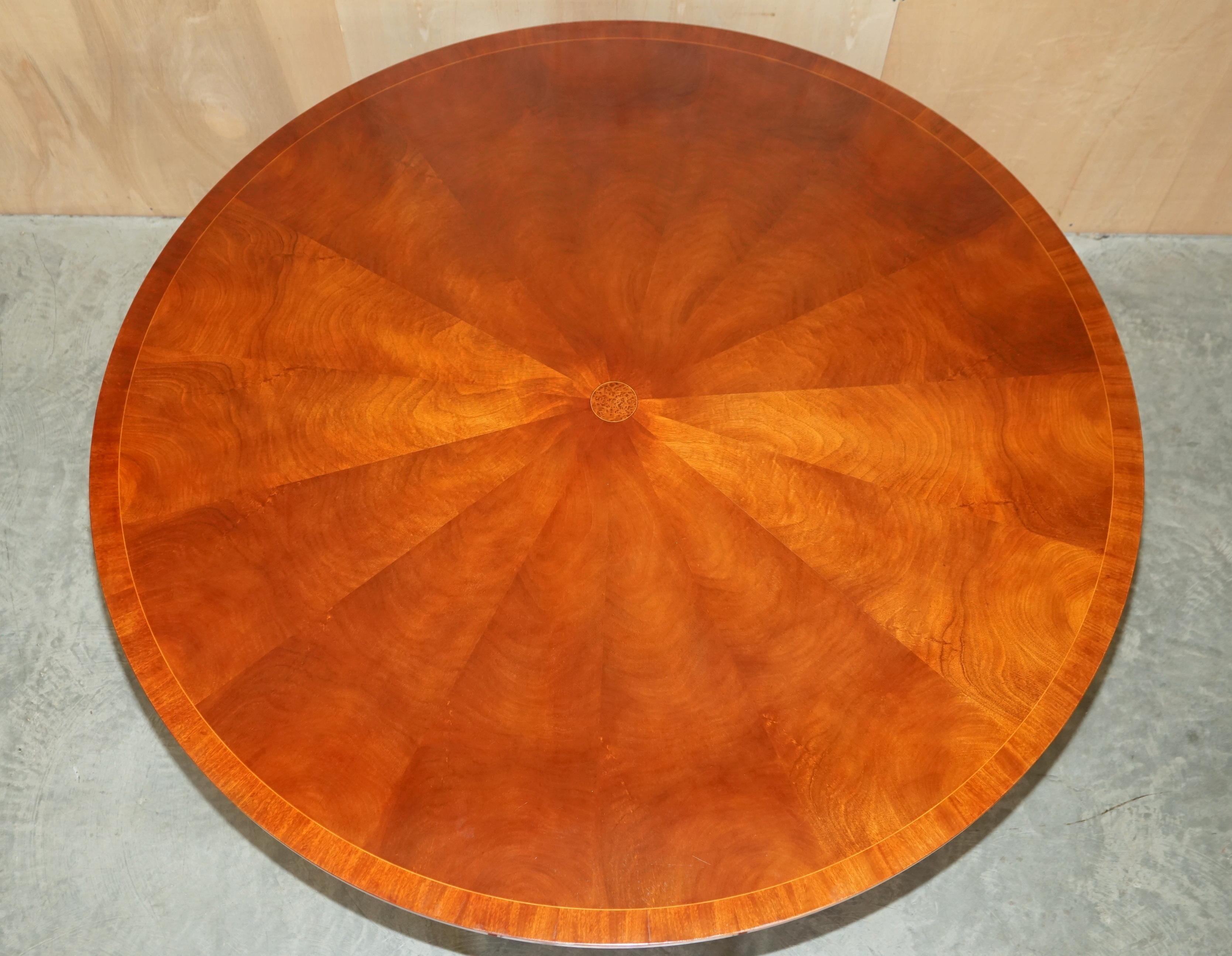 Stunning Burr Yew Wood & Walnut Large Round Dining Seats 8 People Nicely 4