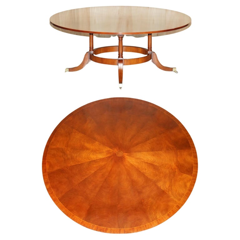 Stunning Burr Yew Wood and Walnut Large Round Dining Seats 8 People