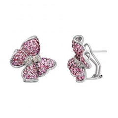 Stunning Butterfly Tourmaline Diamond White 14k Gold Earrings for Her