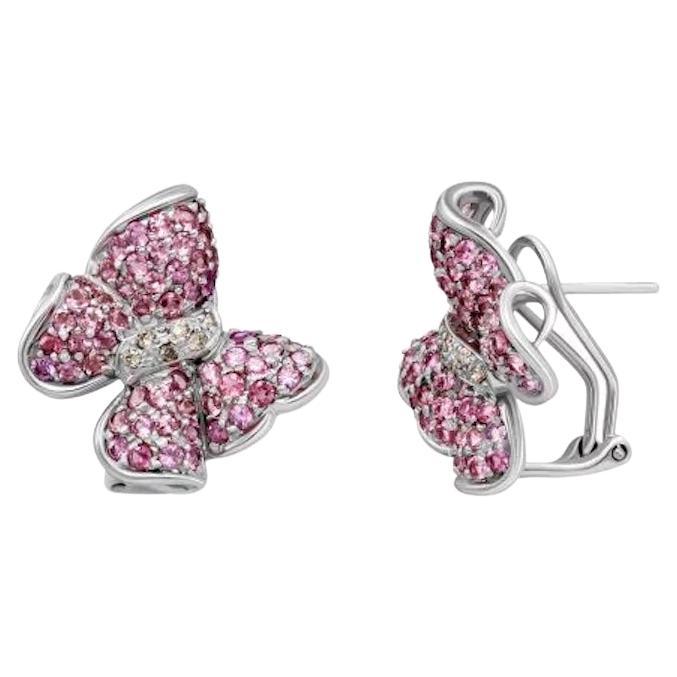 Stunning Butterfly Tourmaline Diamond White 14k Gold Earrings for Her
