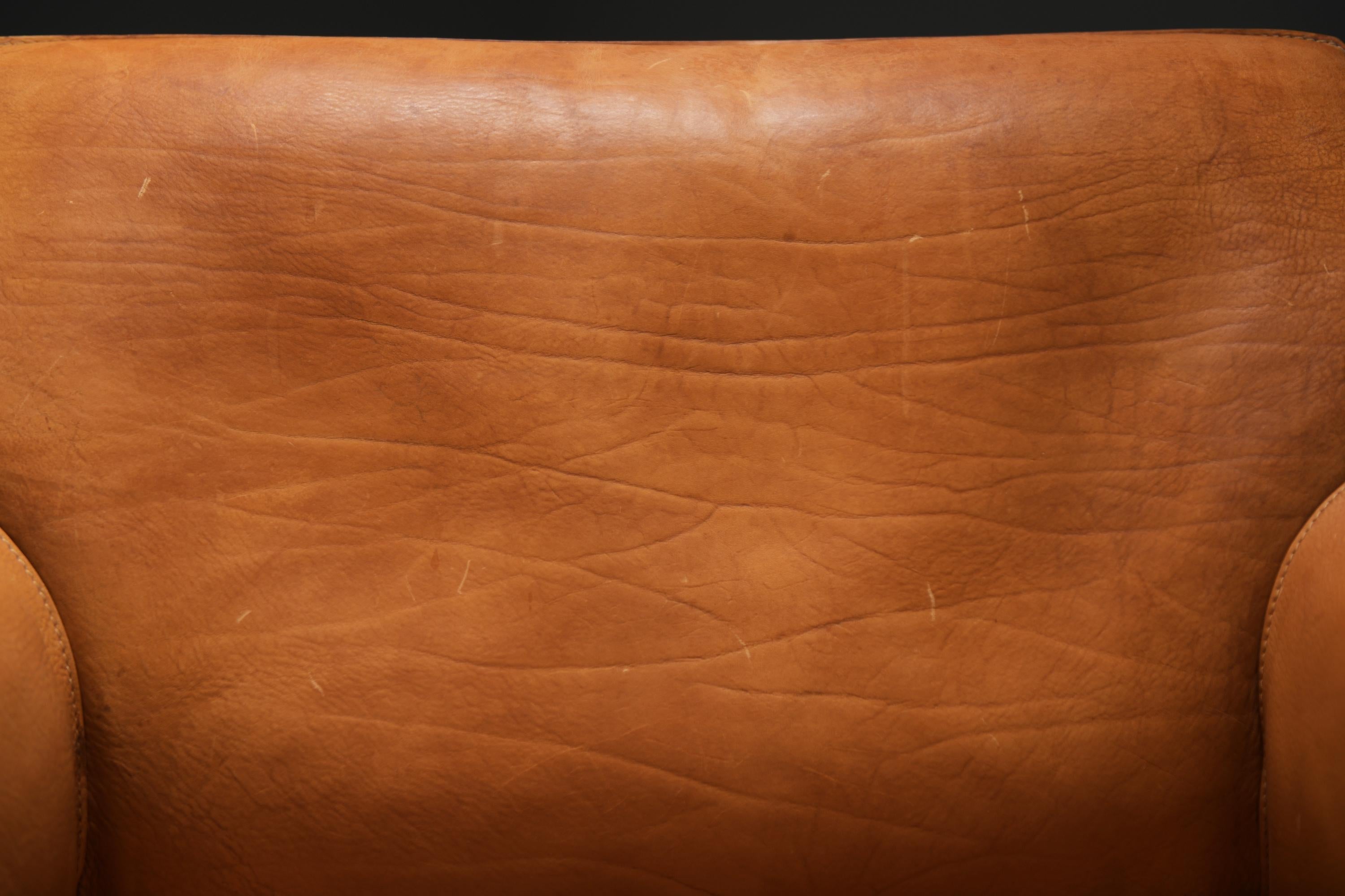 Splendida sedia Cab 415 in pelle naturale cognac - Mario Bellini - Cassina Italy in vendita 1