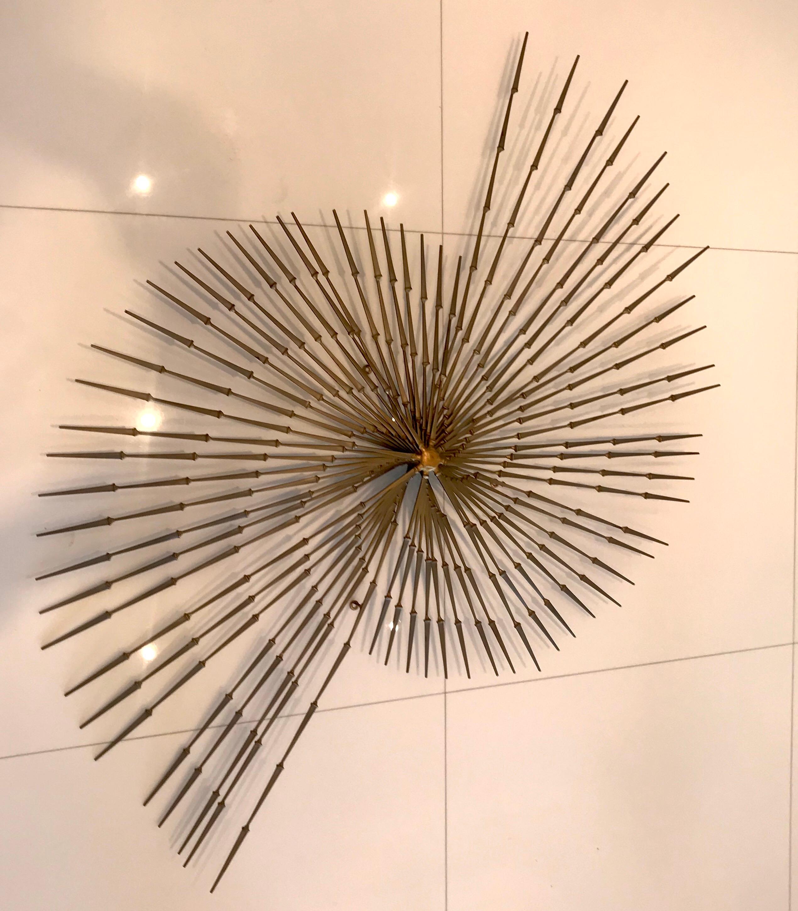 Stunning C Jere Style Brutalist Starburst Nail Wall Sculpture Midcentury, 1970s 6