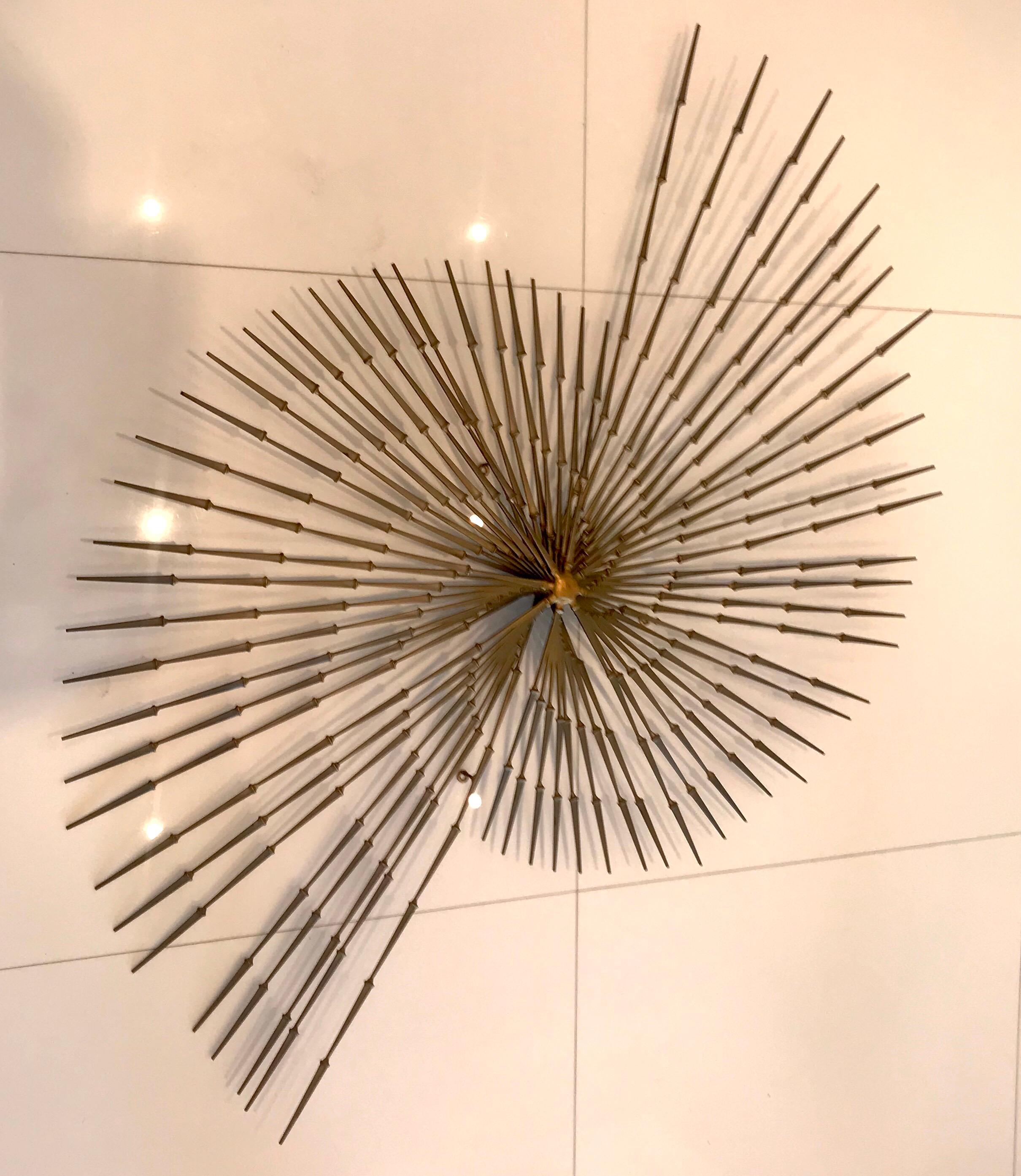 Stunning C Jere Style Brutalist Starburst Nail Wall Sculpture Midcentury, 1970s 8