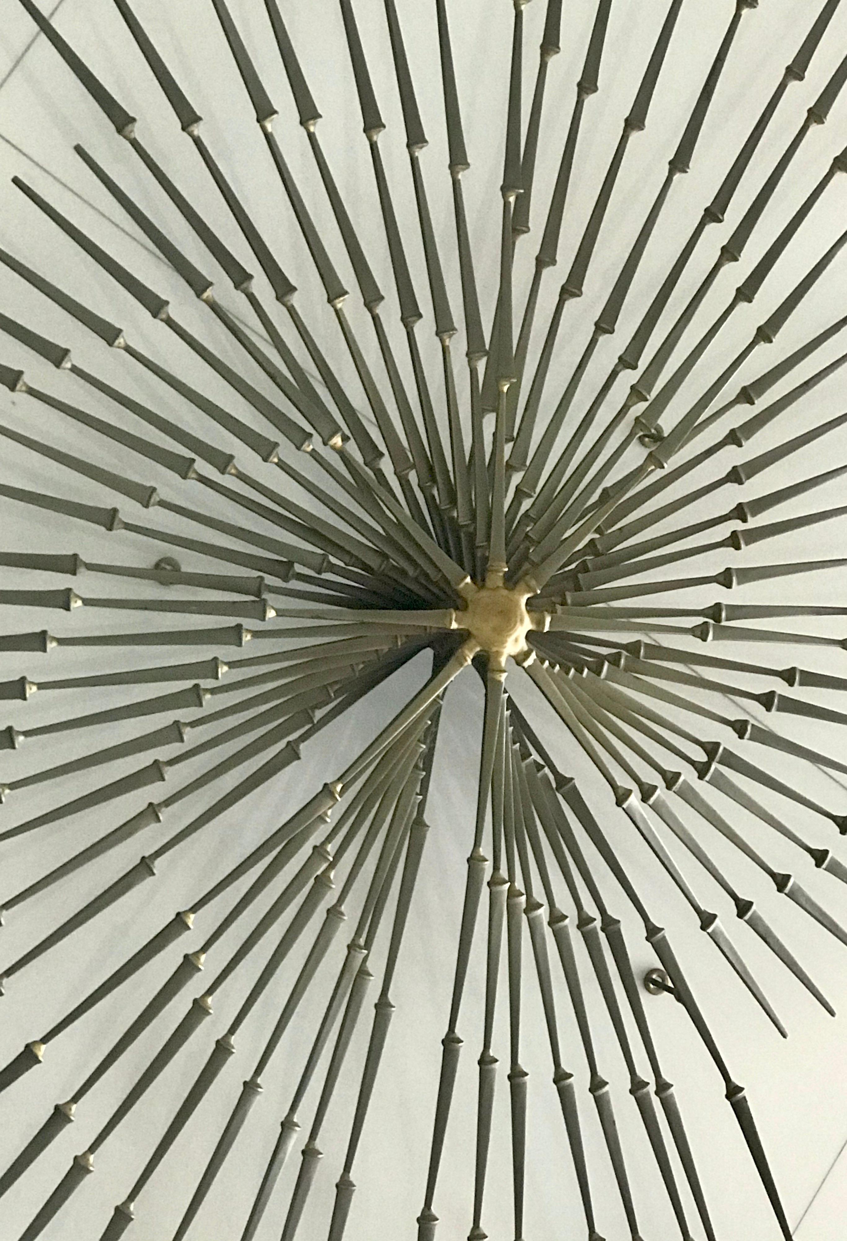 Mid-Century Modern Stunning C Jere Style Brutalist Starburst Nail Wall Sculpture Midcentury, 1970s