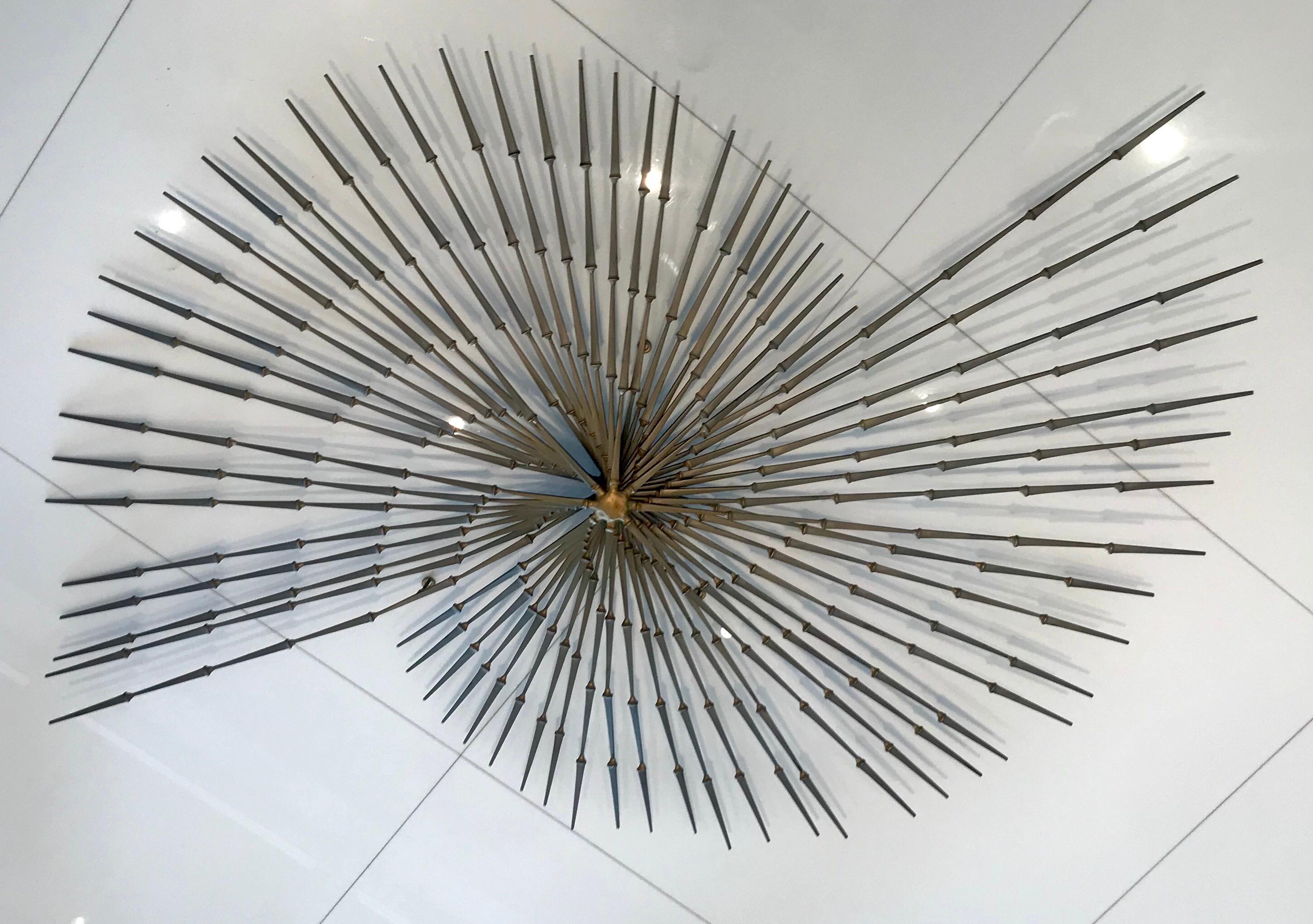 20th Century Stunning C Jere Style Brutalist Starburst Nail Wall Sculpture Midcentury, 1970s