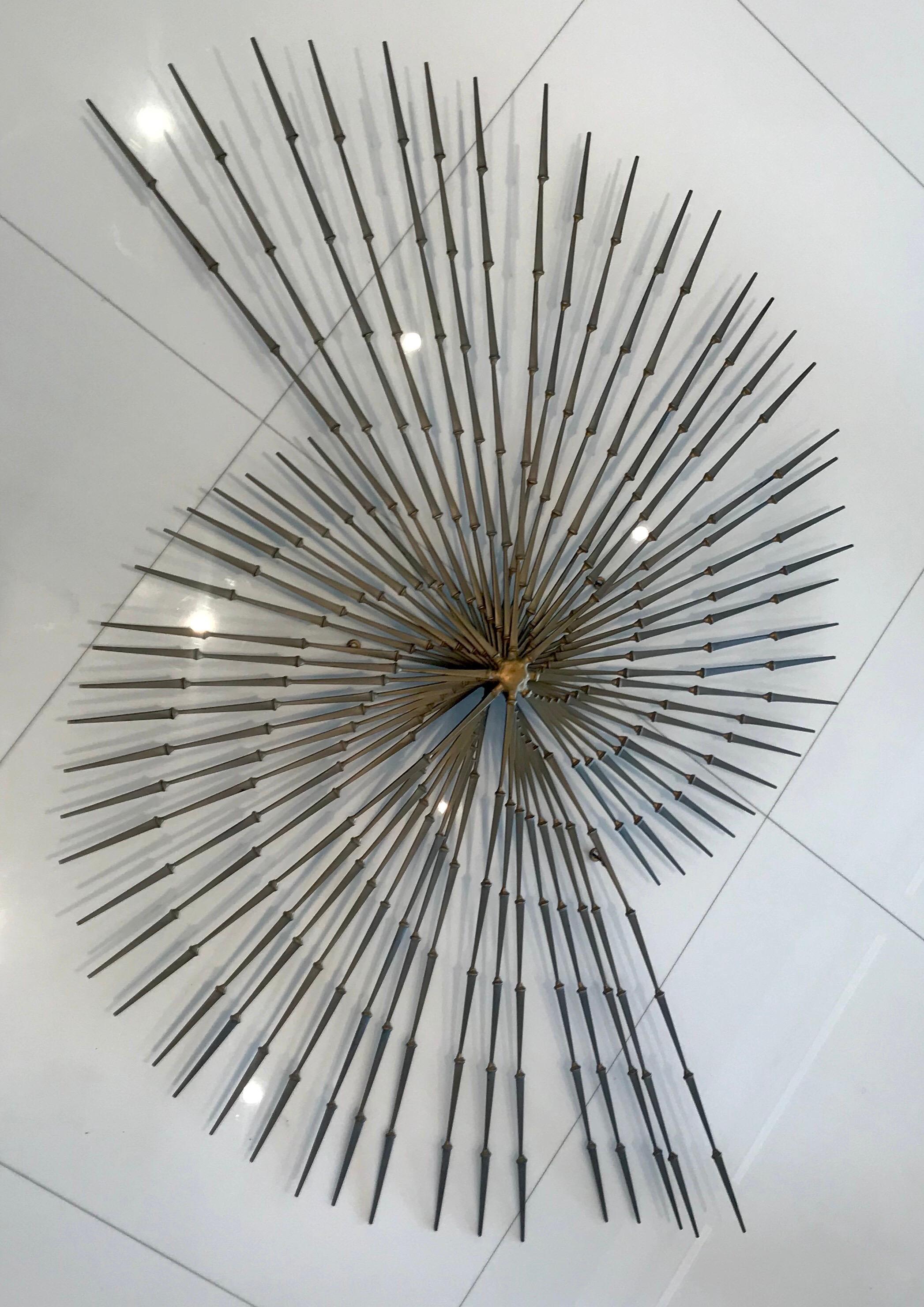 Metal Stunning C Jere Style Brutalist Starburst Nail Wall Sculpture Midcentury, 1970s