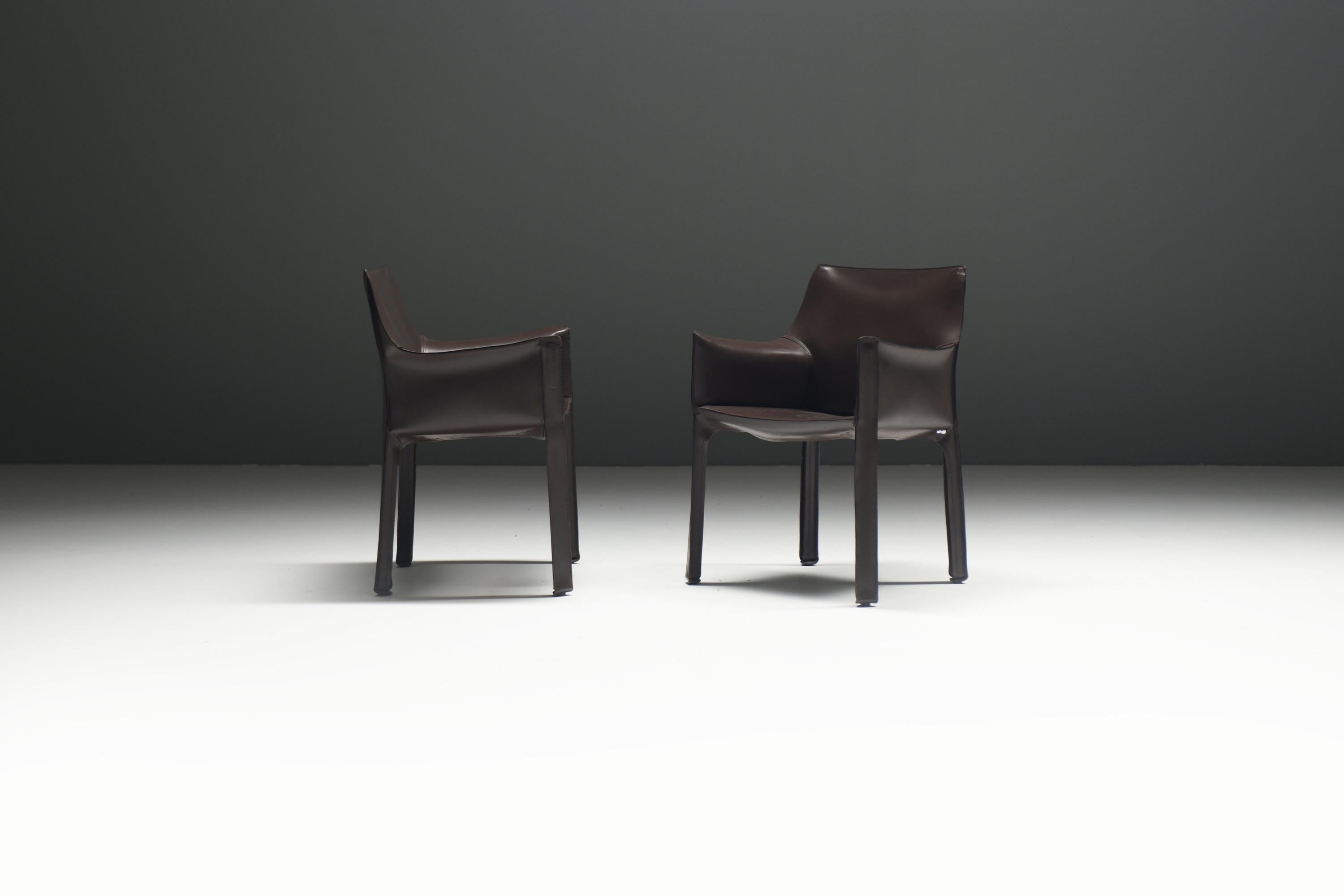 Atemberaubendes Cab 412 & 413-Set aus Tabakleder von Mario Bellini - CASSINA Italien im Angebot 3