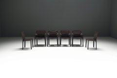 Stunning Cab 412 & 413 set in Tobacco leather by Mario Bellini - CASSINA Italy