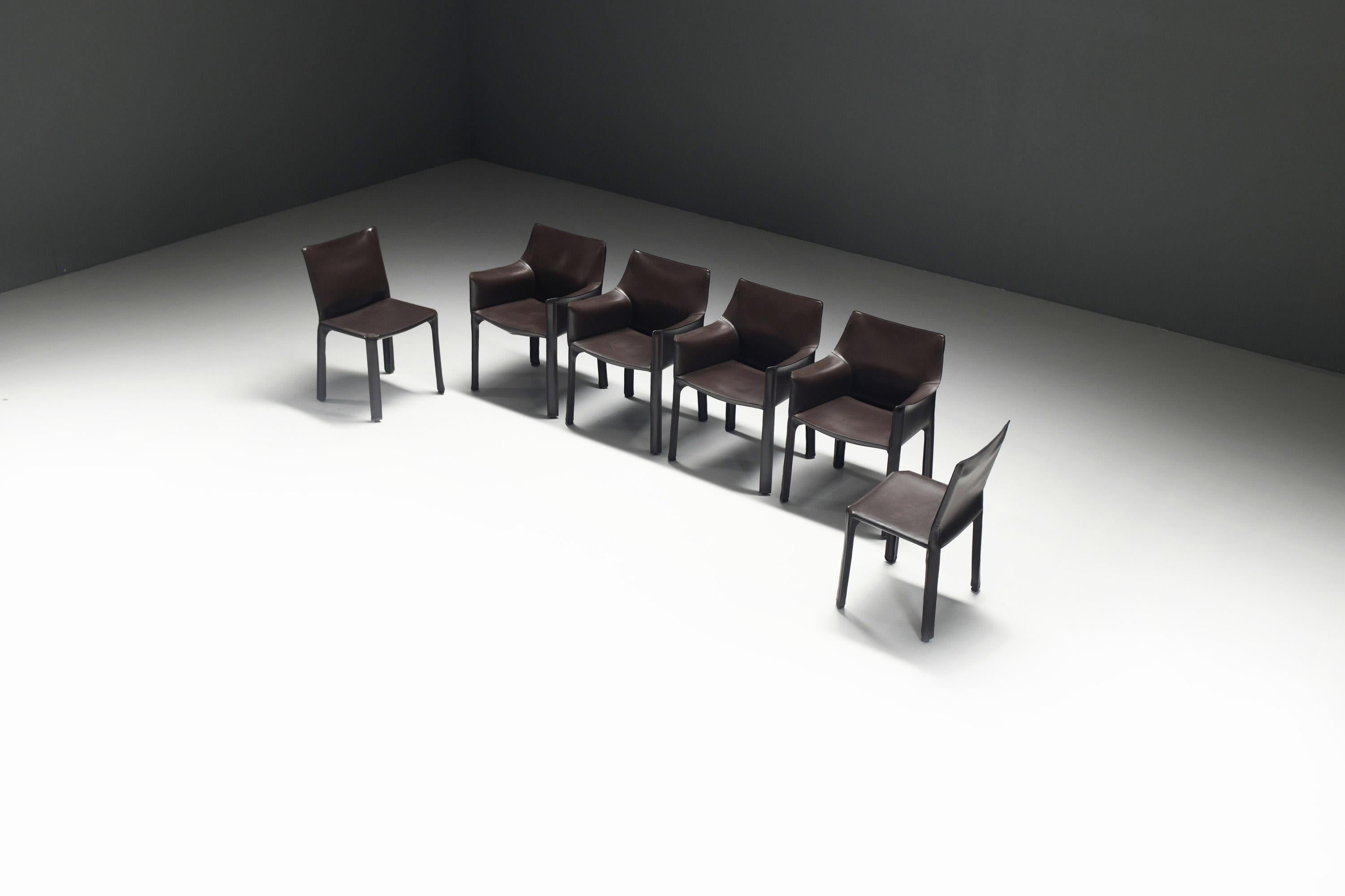 Atemberaubendes Cab 412 & 413-Set aus Tabakleder von Mario Bellini - CASSINA Italien (Moderne der Mitte des Jahrhunderts) im Angebot