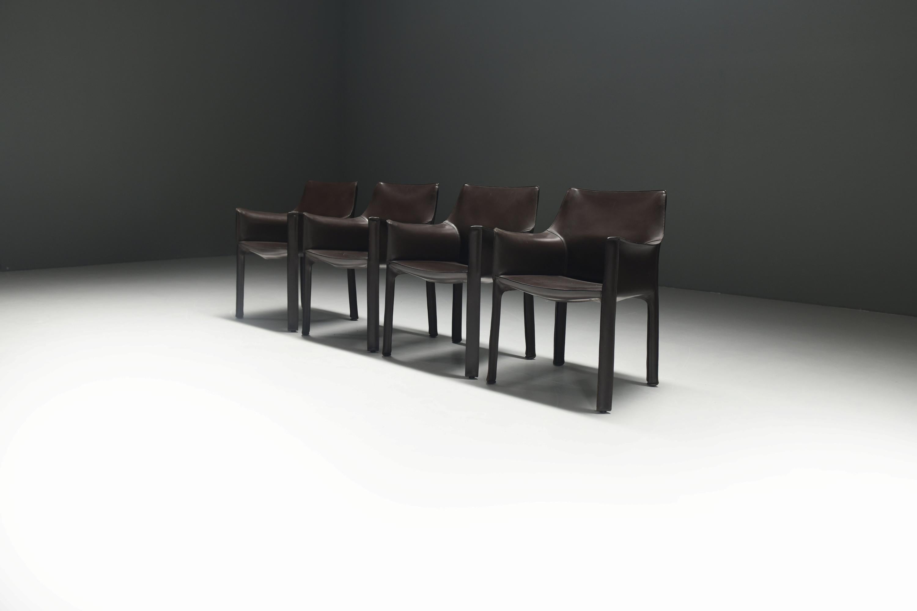 Atemberaubendes Cab 412 & 413-Set aus Tabakleder von Mario Bellini - CASSINA Italien (Italienisch) im Angebot